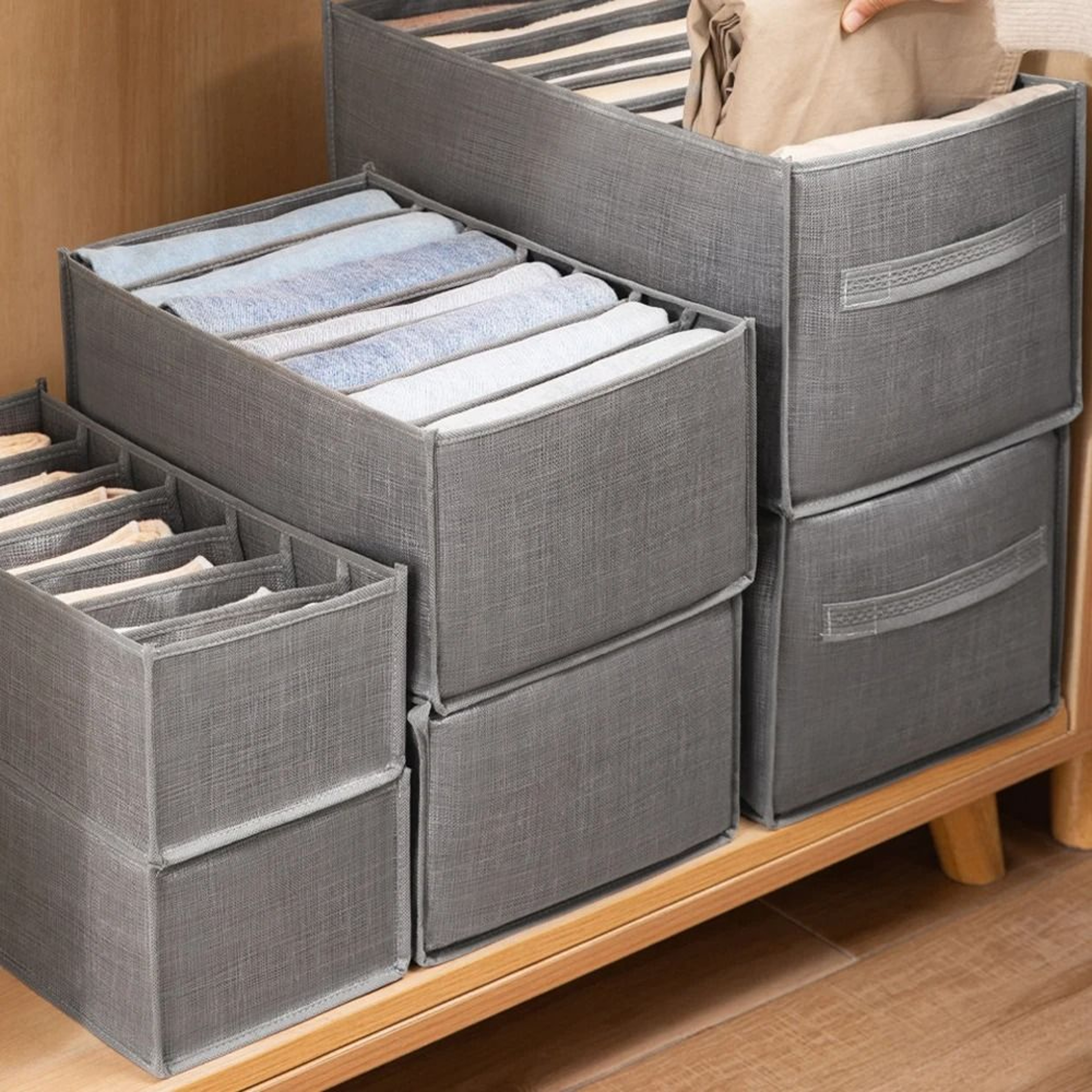 Foldable Closet Clothes Organizer Storage Box With Handles 12