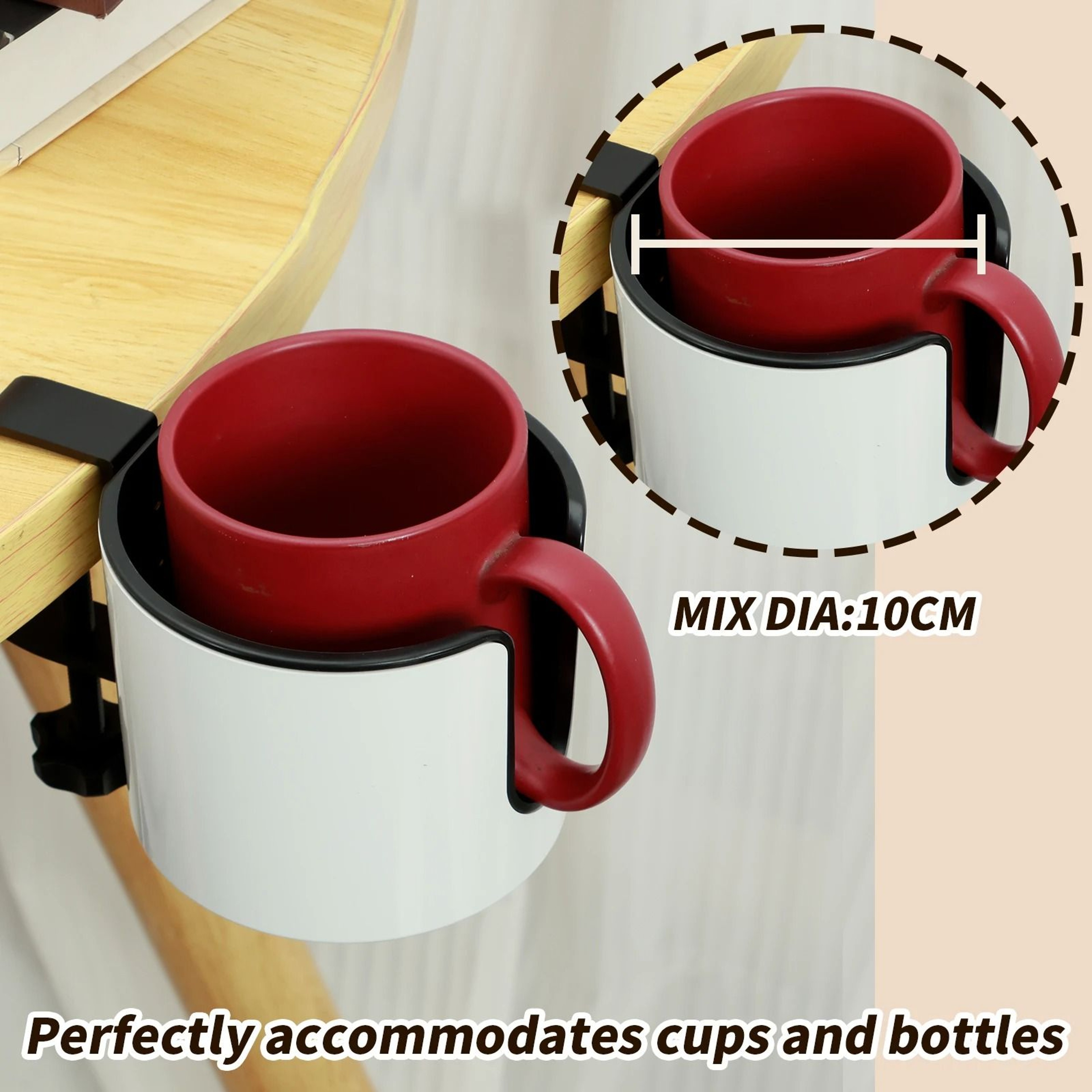2 In 1 Headphone Holder Desk Clamp With Cup Holder Rack 4