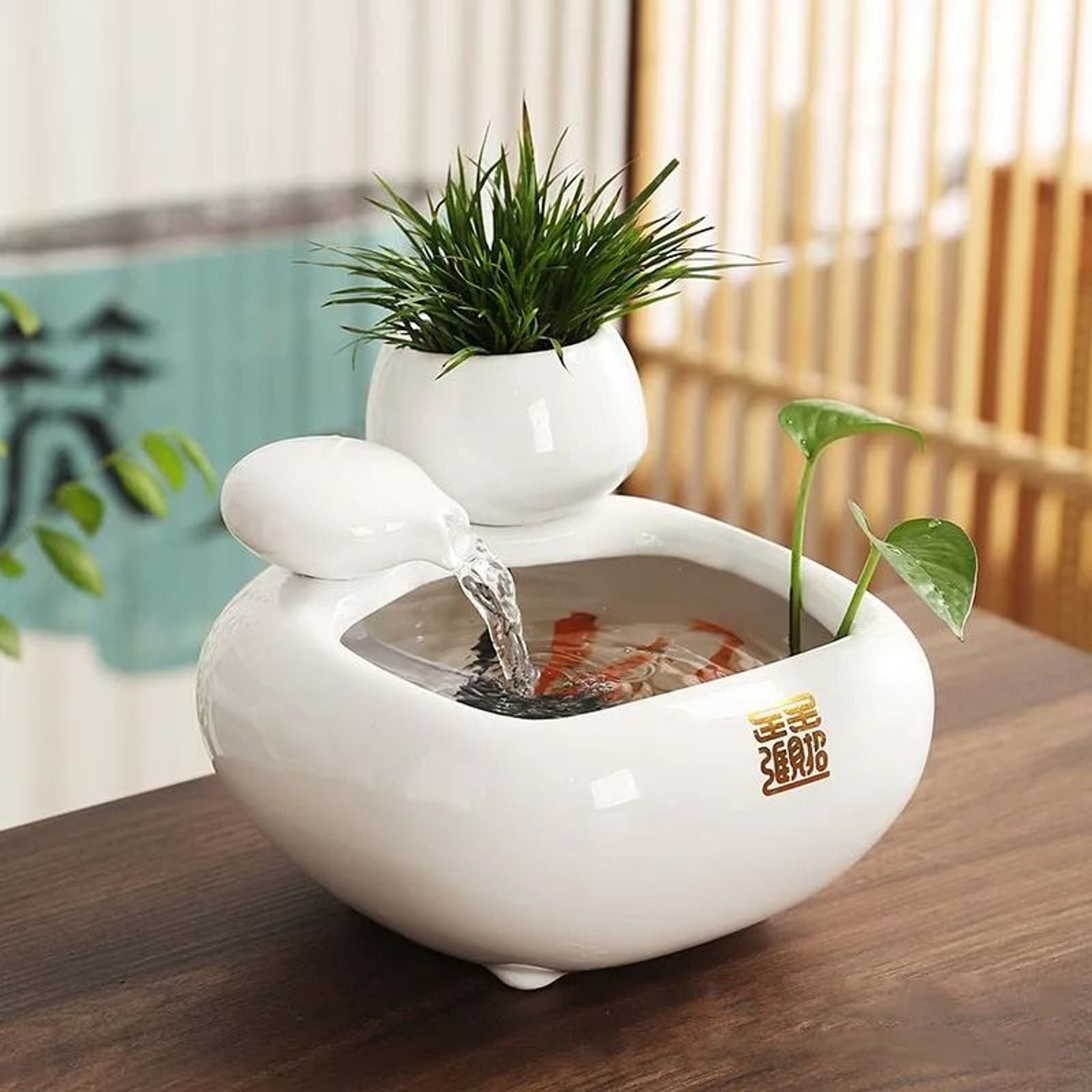 Ceramic Tabletop Waterfall Fountain For Home And Office Decor 11