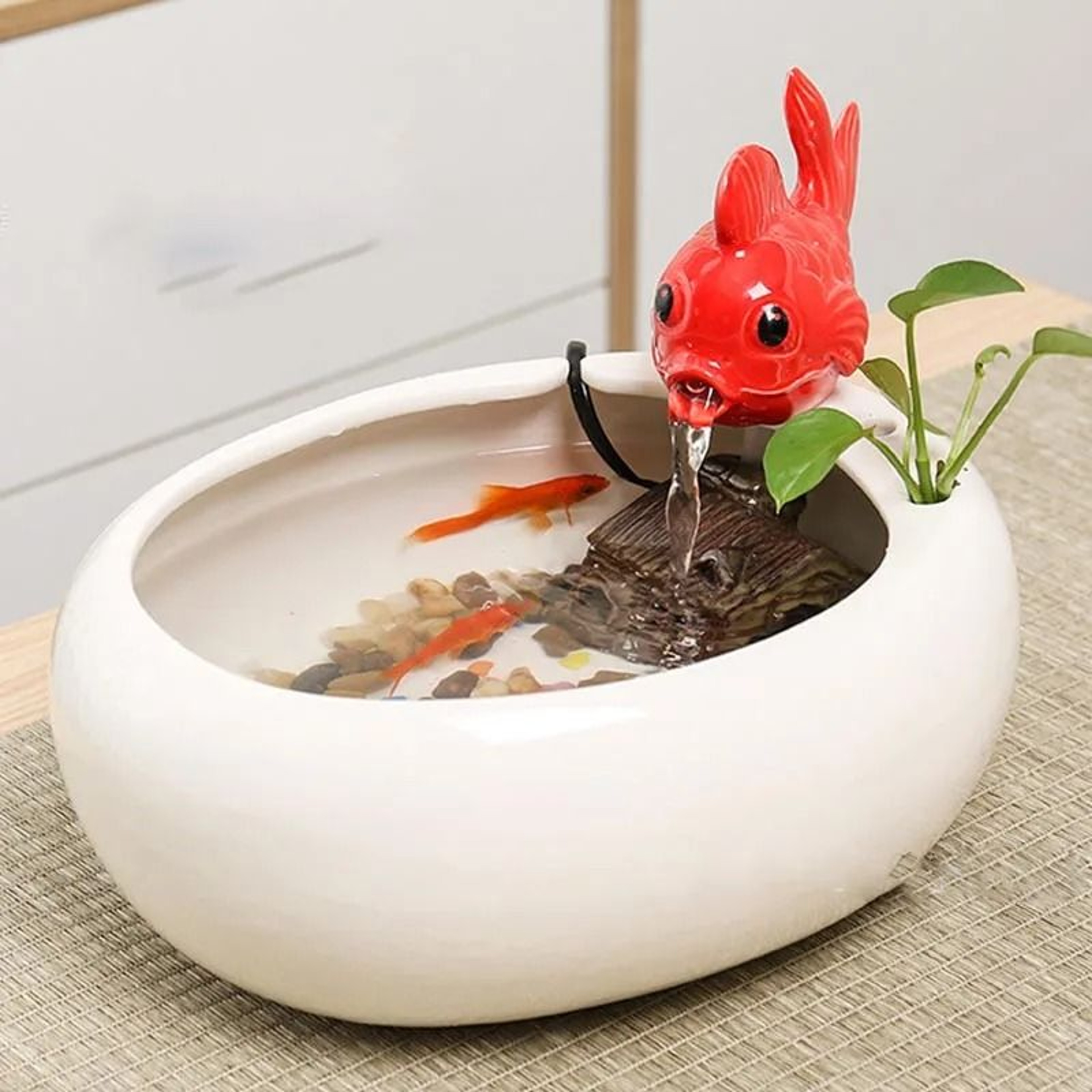 Ceramic Tabletop Waterfall Fountain For Home And Office Decor 4