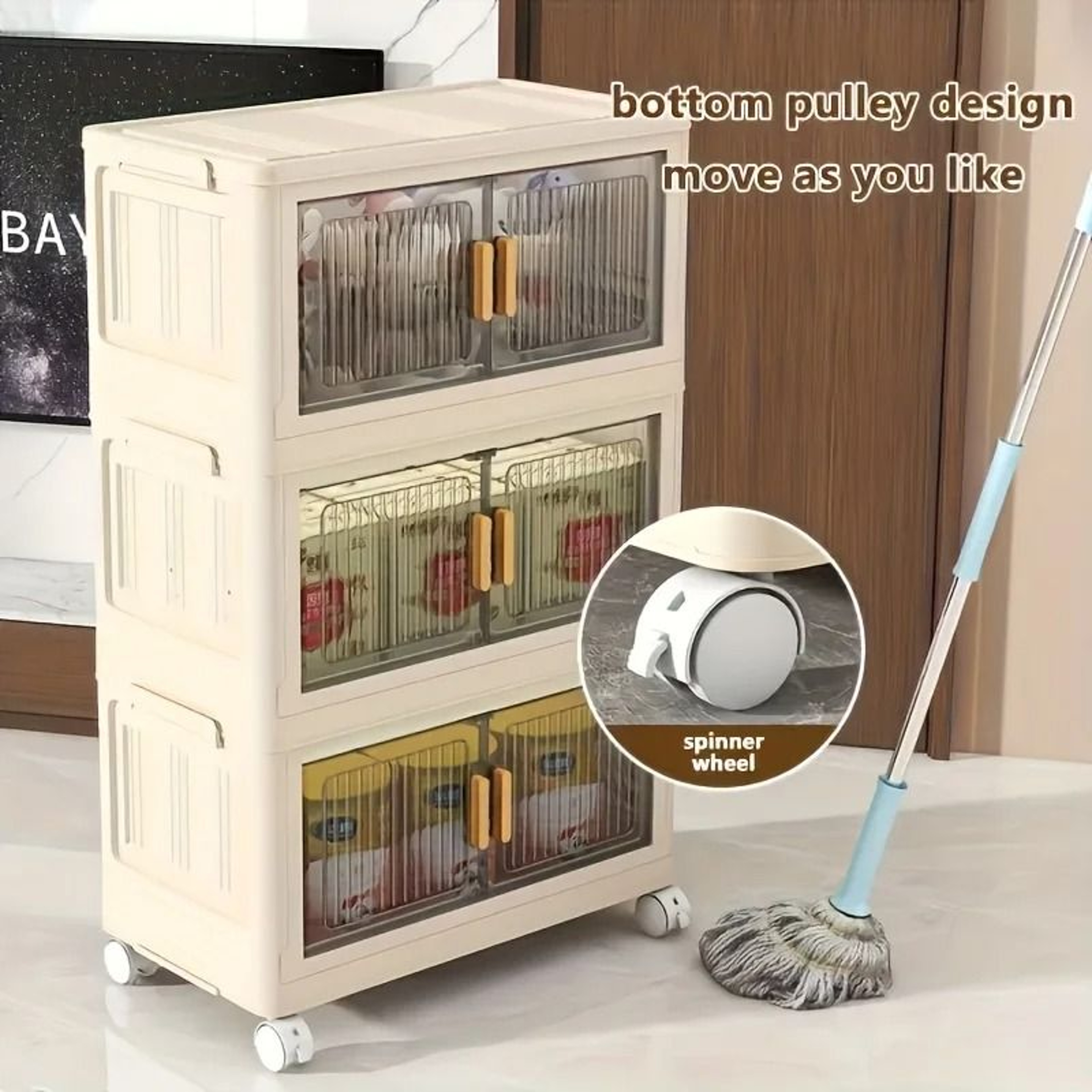 Stackable Plastic Storage Cabinet With Doors And Wheels 3