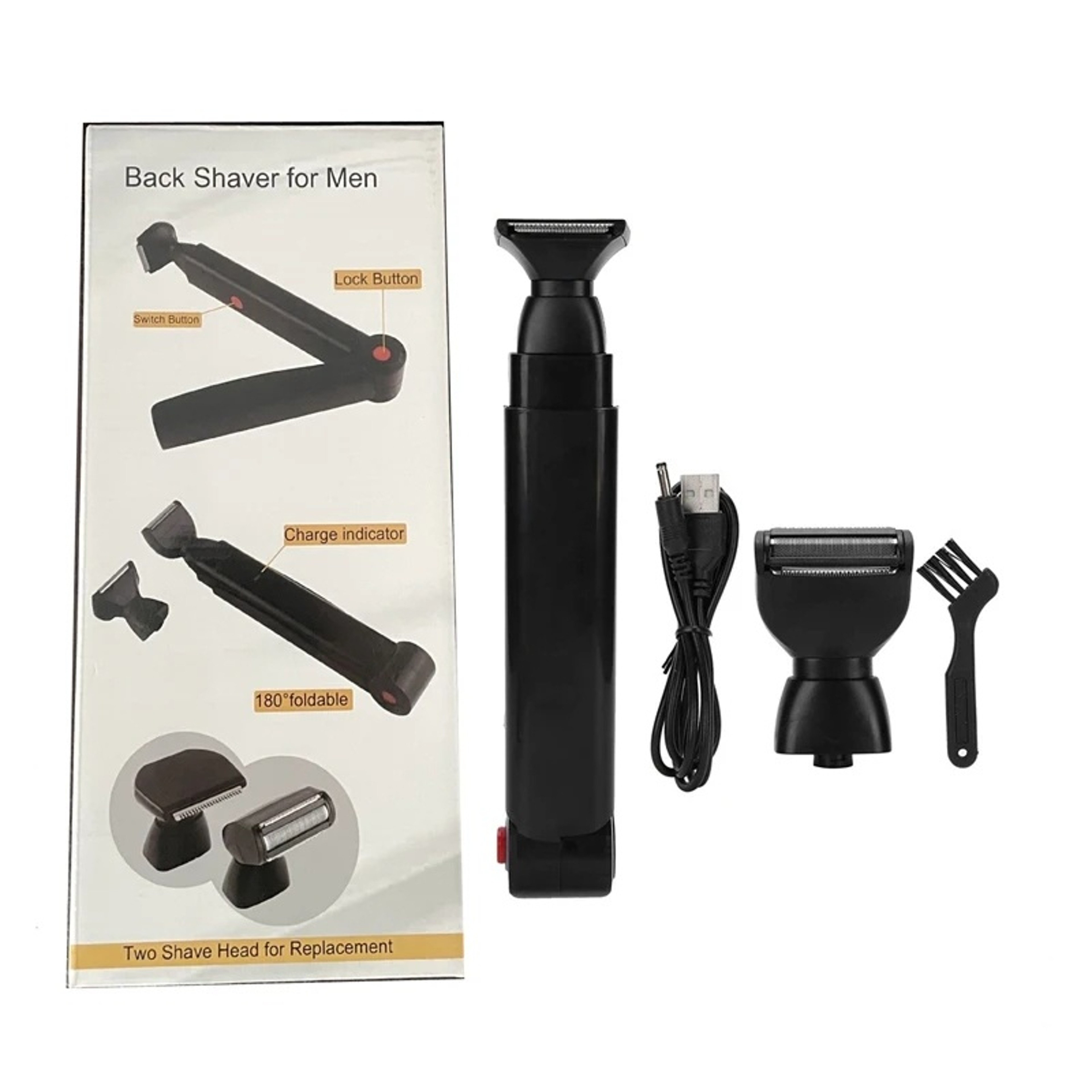 Electric Back Shaver For Men  Rechargeable Groomer With Foldable Handle For Easy Use 2