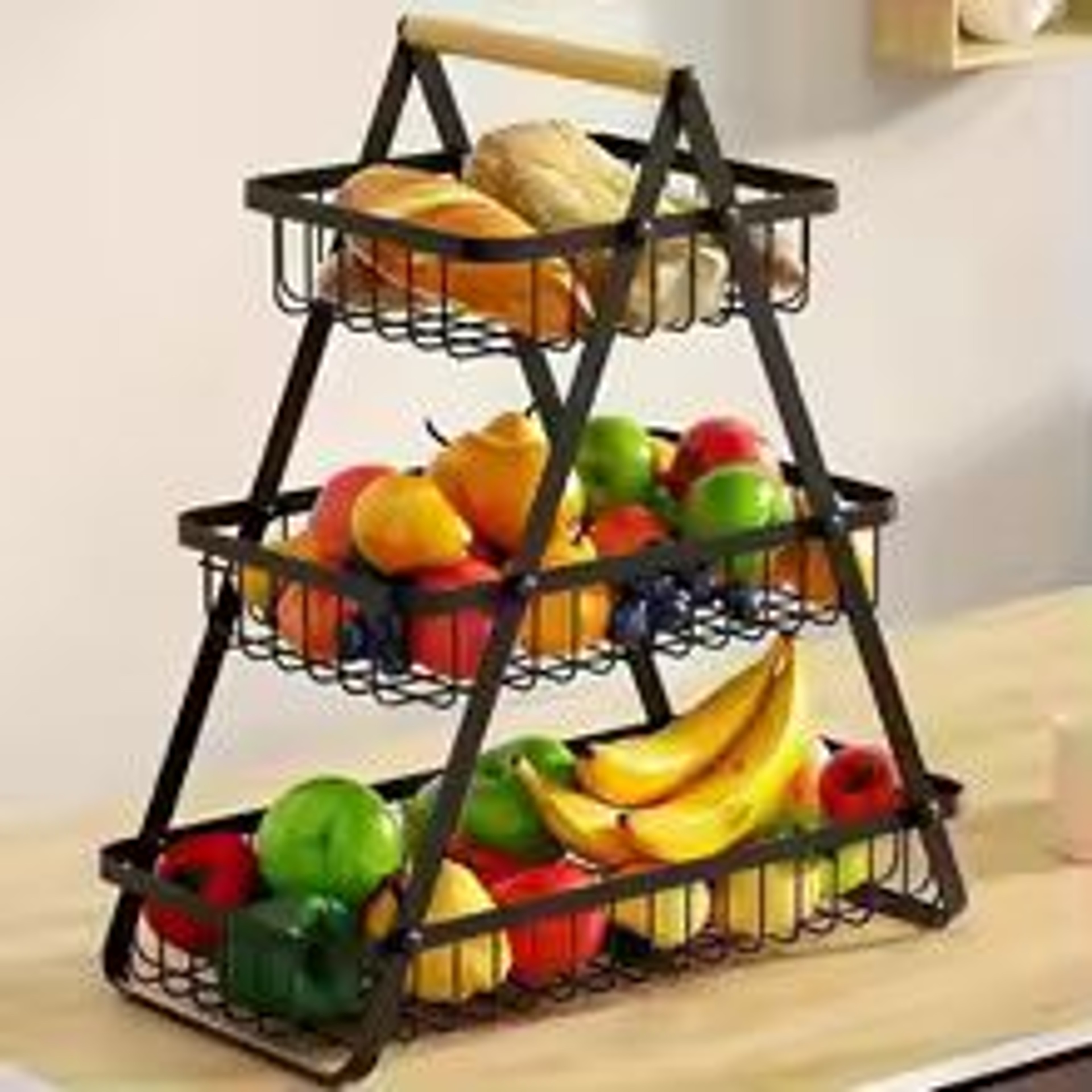 Three Tier Fruit Basket Kitchen Counter Storage Stand 0