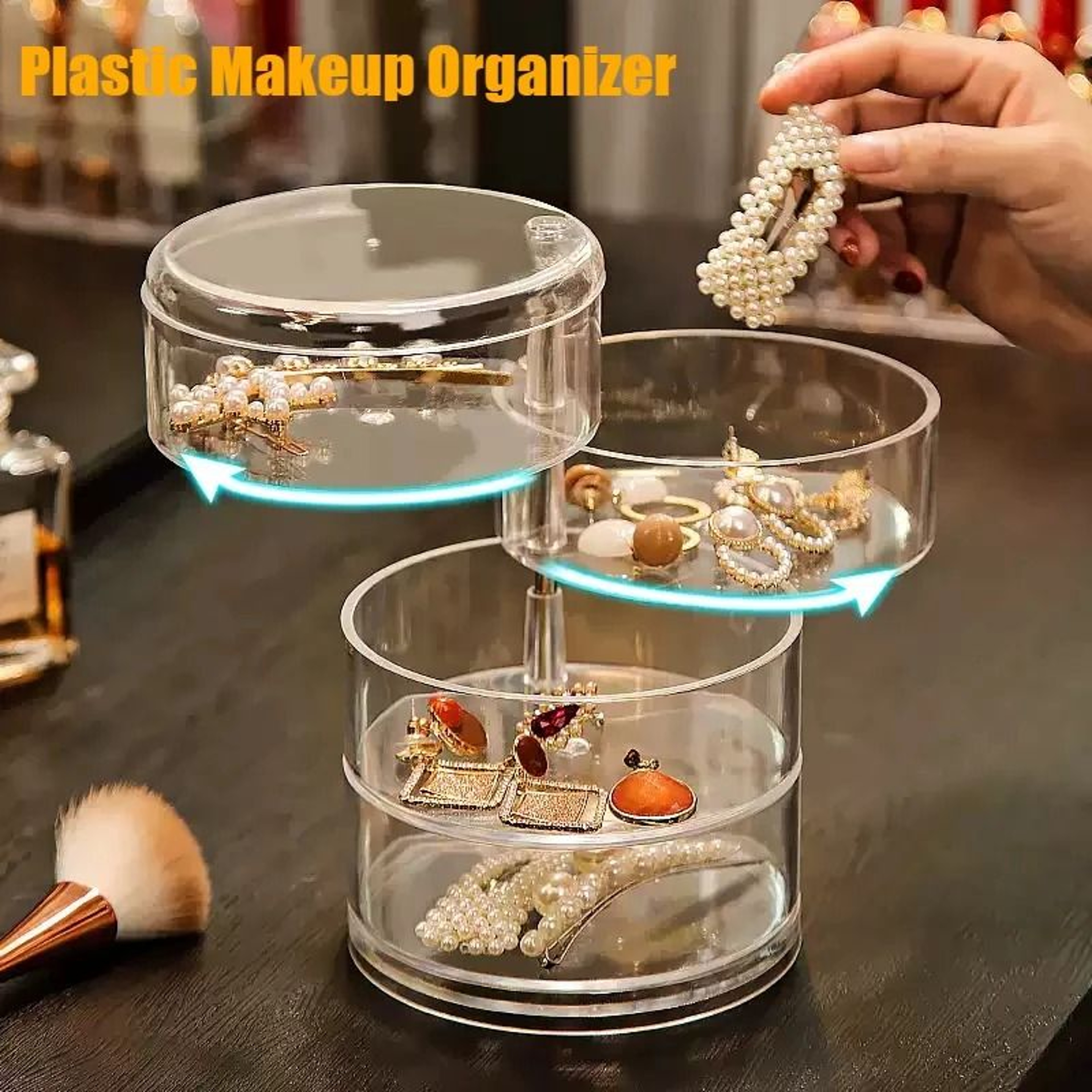 360 Degree Rotating Jewelry Storage Box With Cover 10