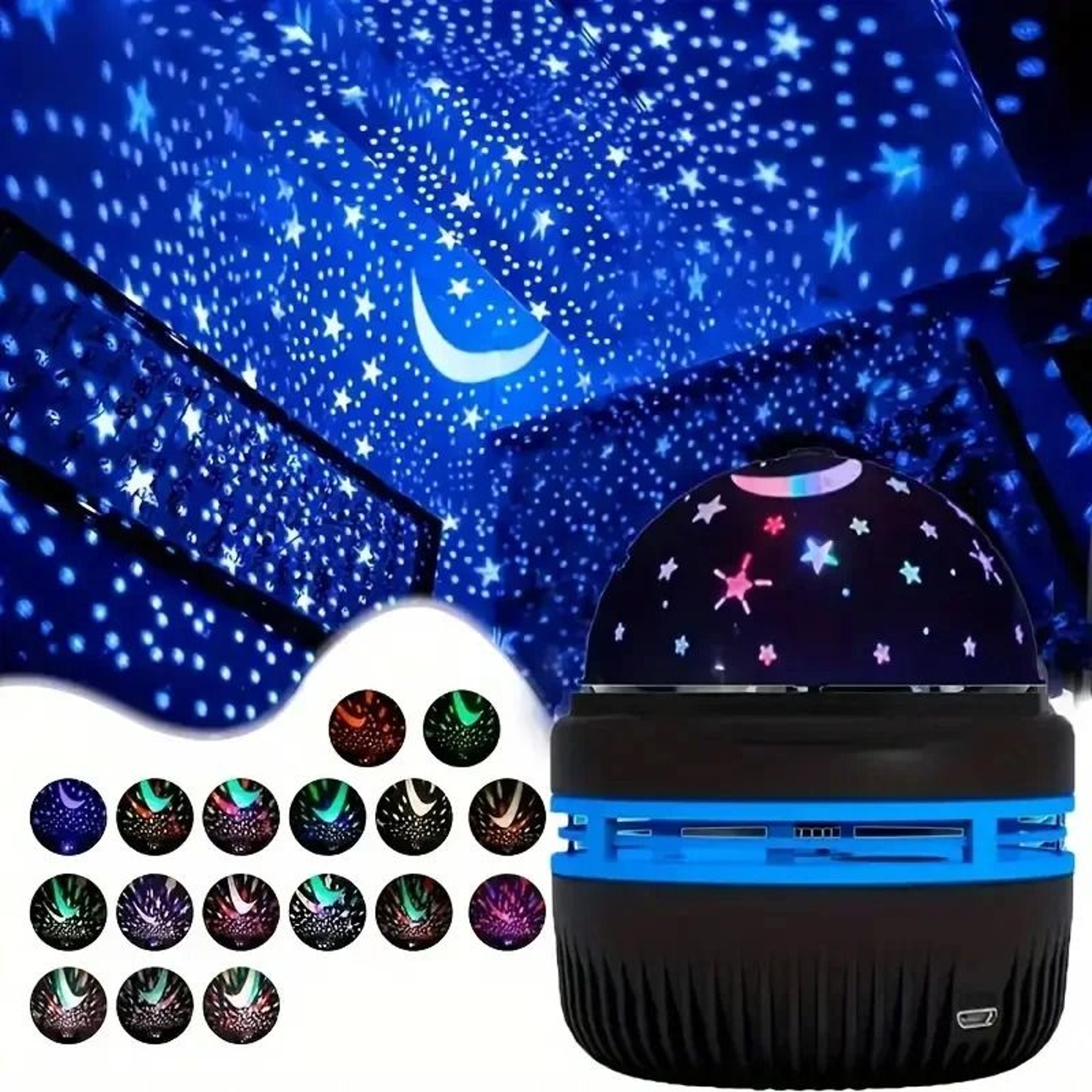 USB LED Starry Sky Projector Lamp With Moon And Star Effects 0