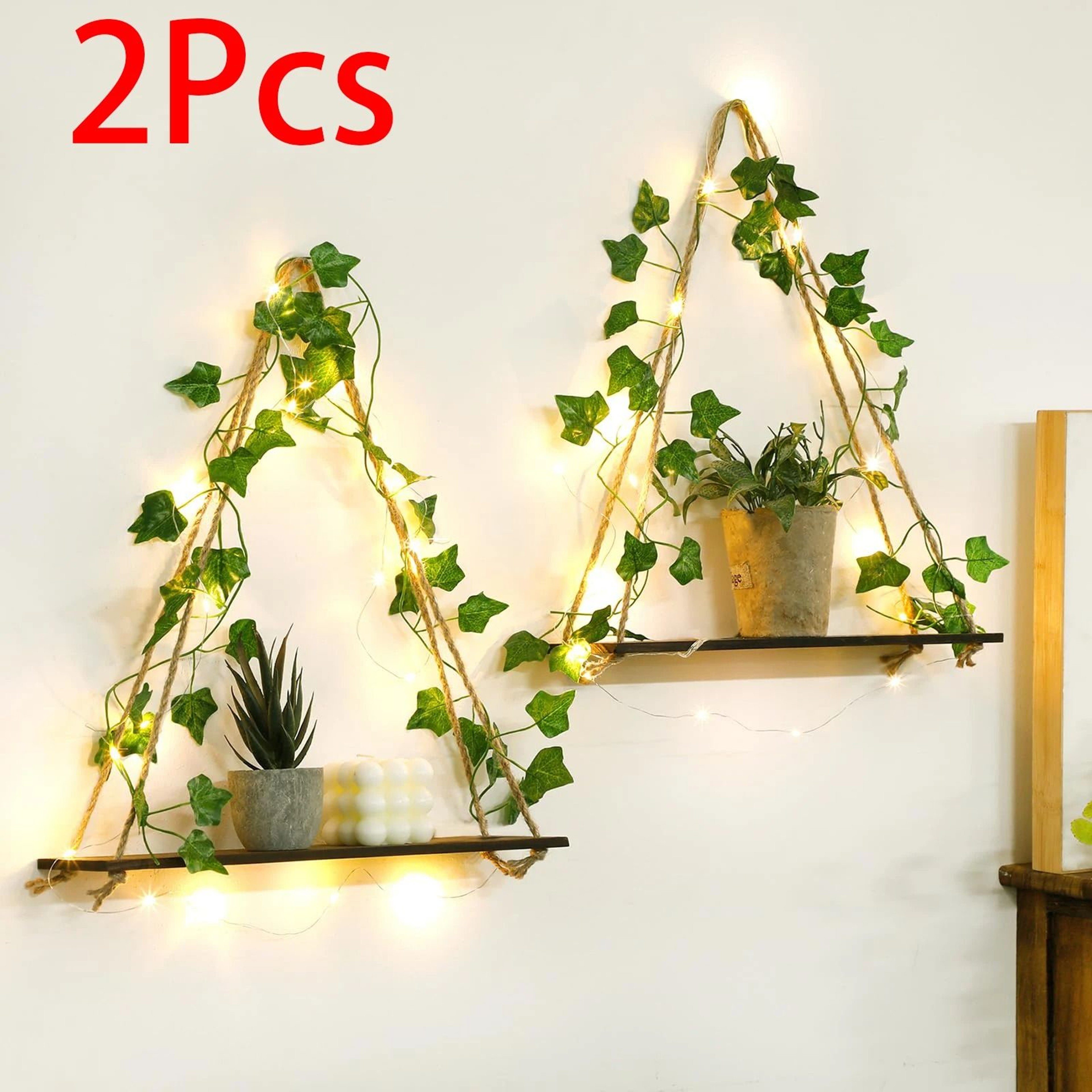Boho Macrame Wall Hanging Floating Wood Shelf 10