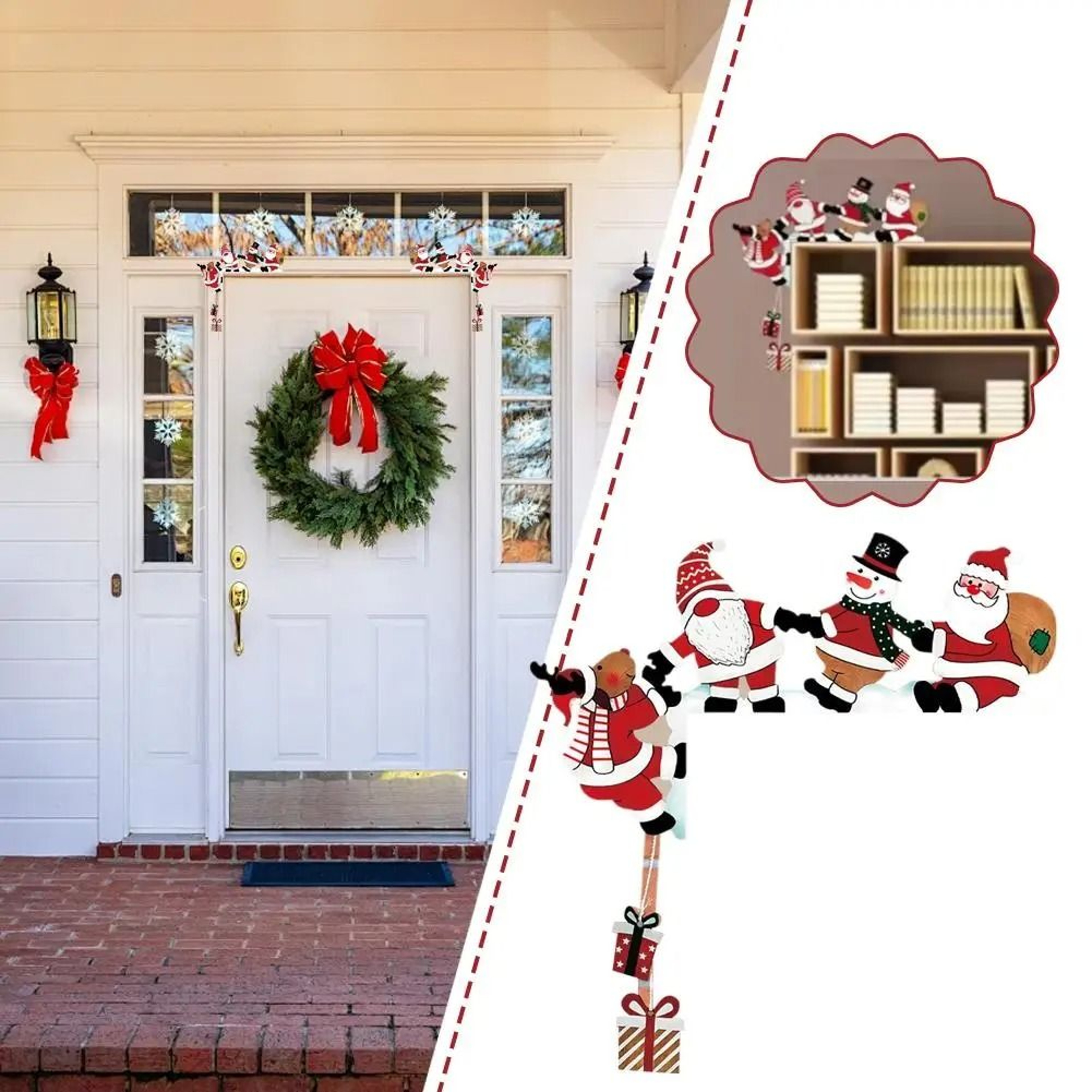 Cute Santa Christmas Door Corner Wooden Frame Decor 2