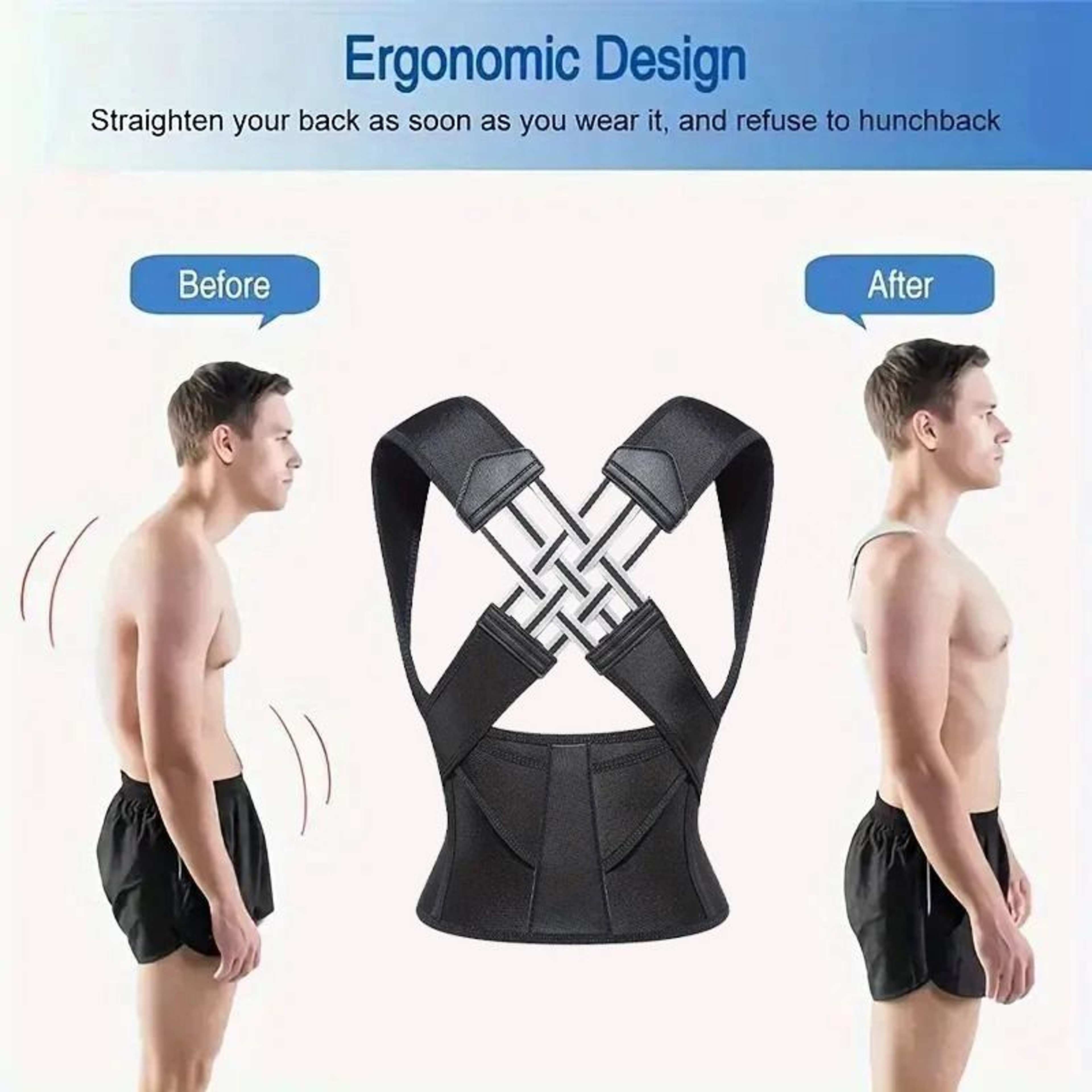 Adjustable Back Brace Posture Corrector For Full Upper And Lower Support 5