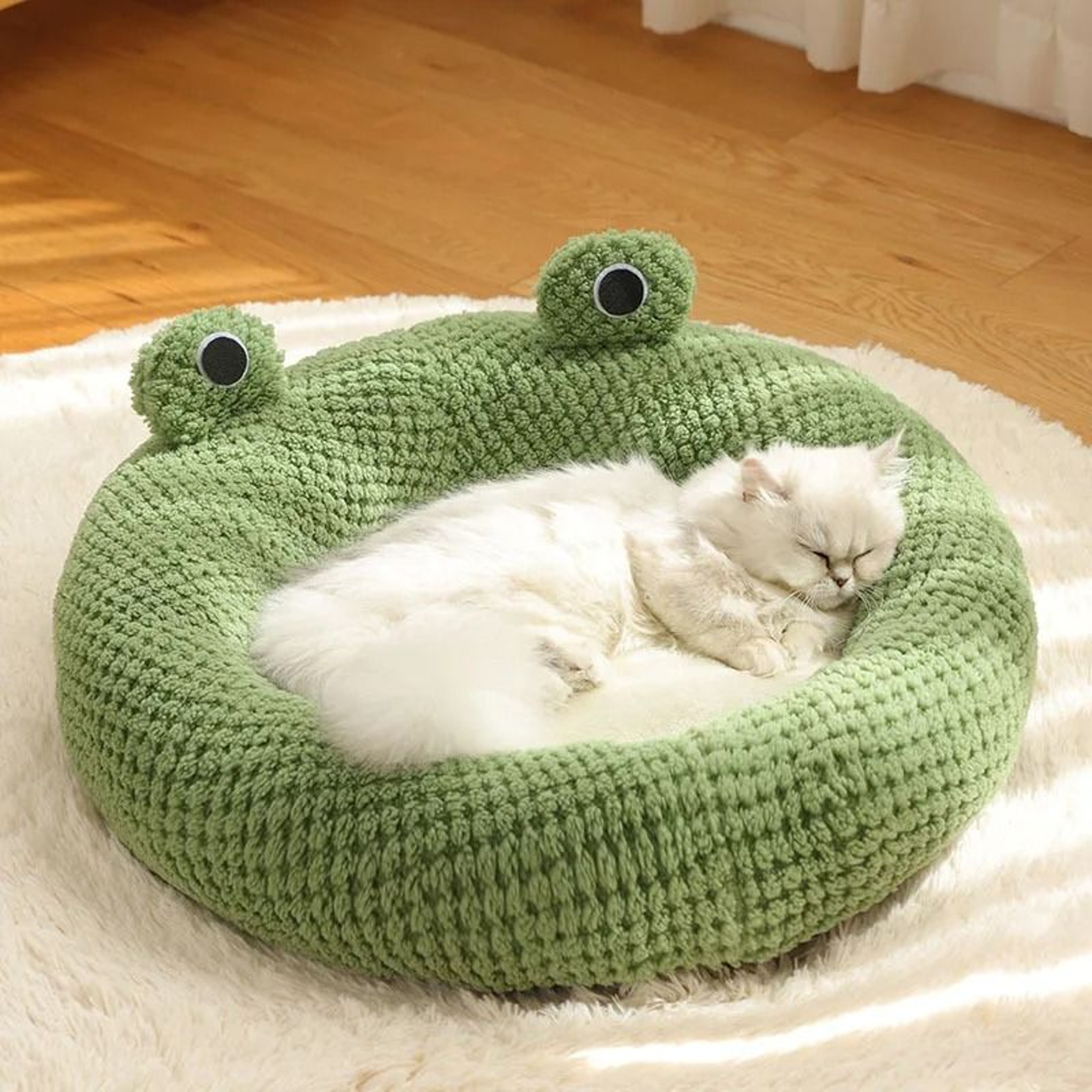 Frog Shape Plush Winter Warm Dog And Cat Cave Bed 1