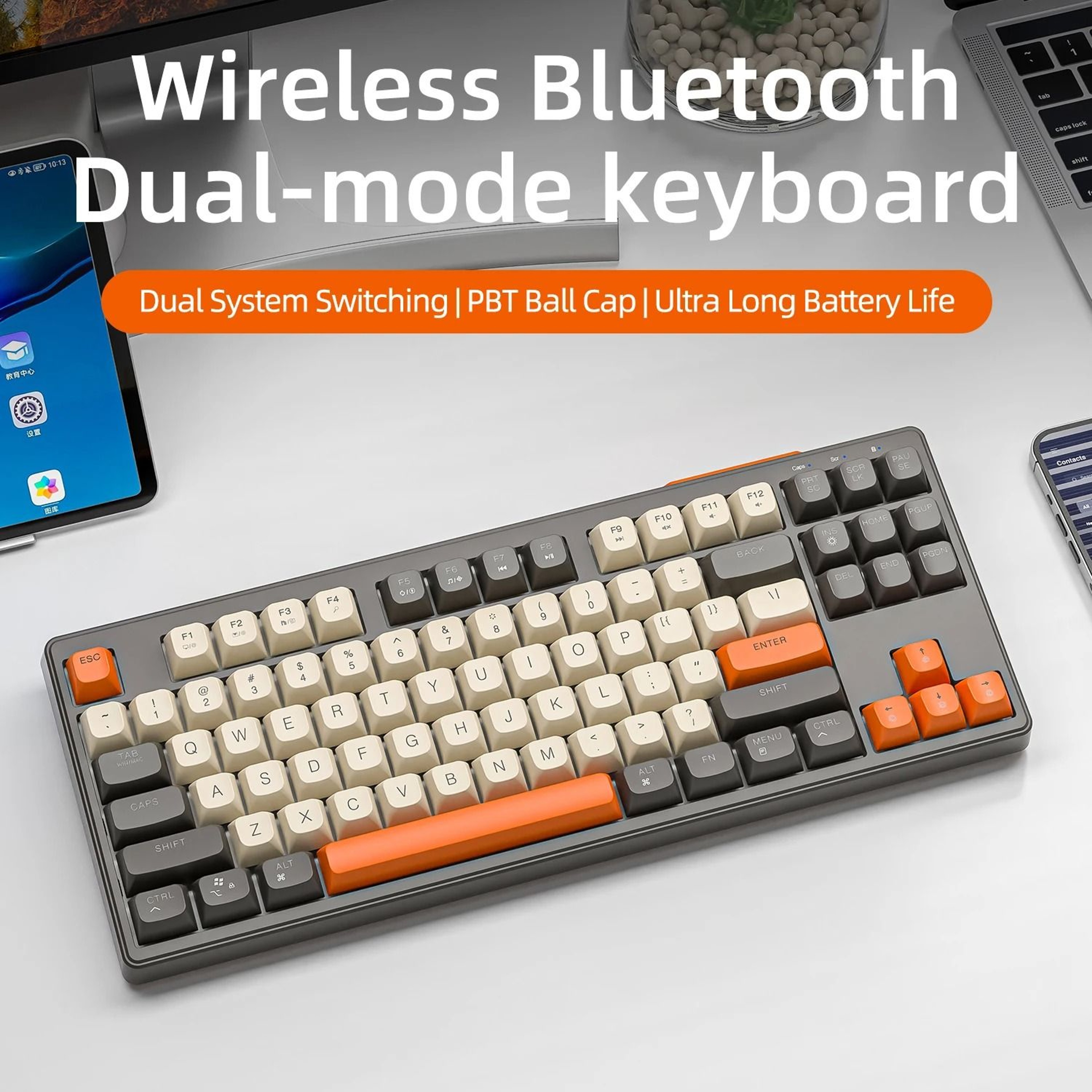 M87 87 Key Wireless Keyboard Dual Mode Bluetooth RGB Gaming Keyboard 12