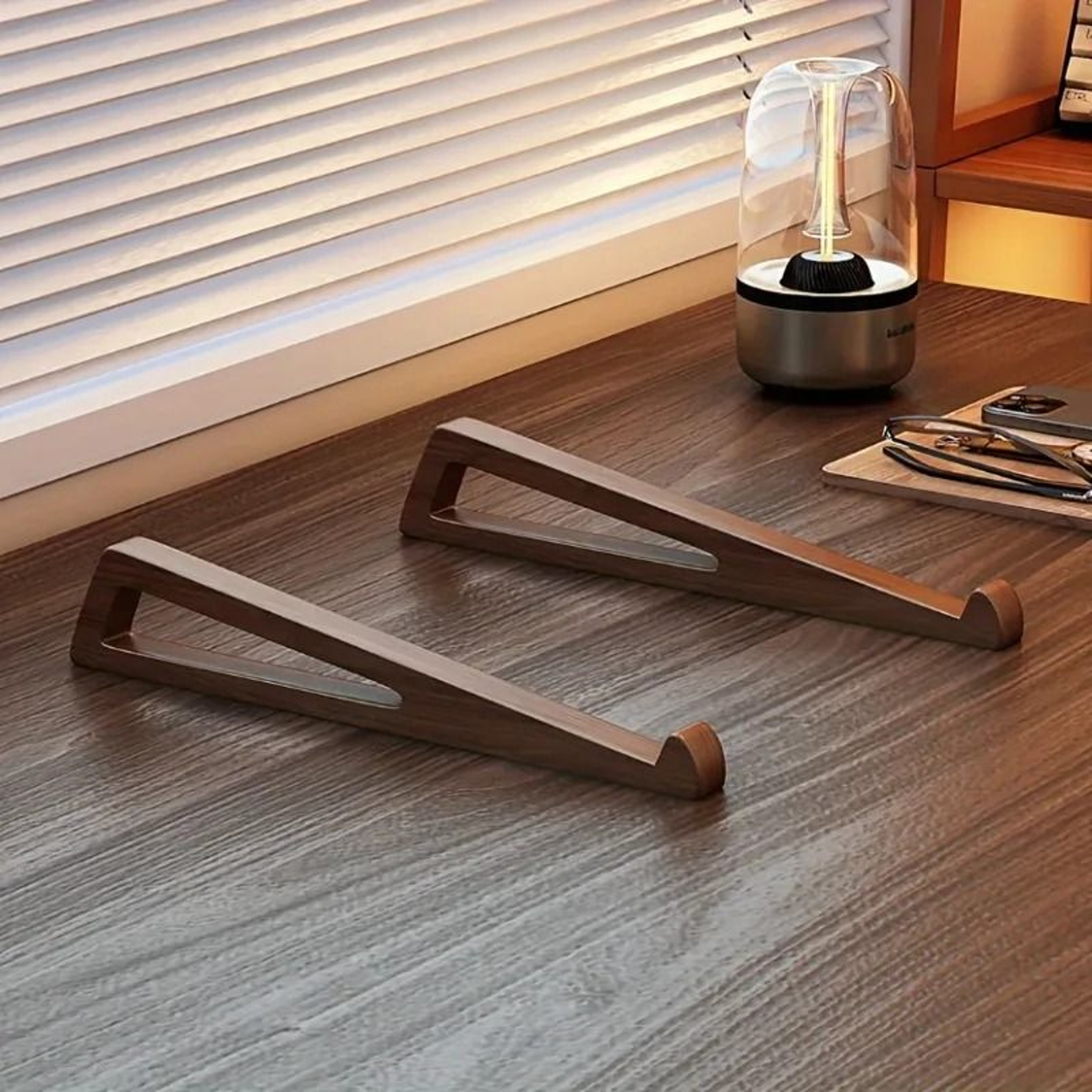Portable Wooden Laptop Stand Ergonomic Foldable Adjustable 12 Degree 2