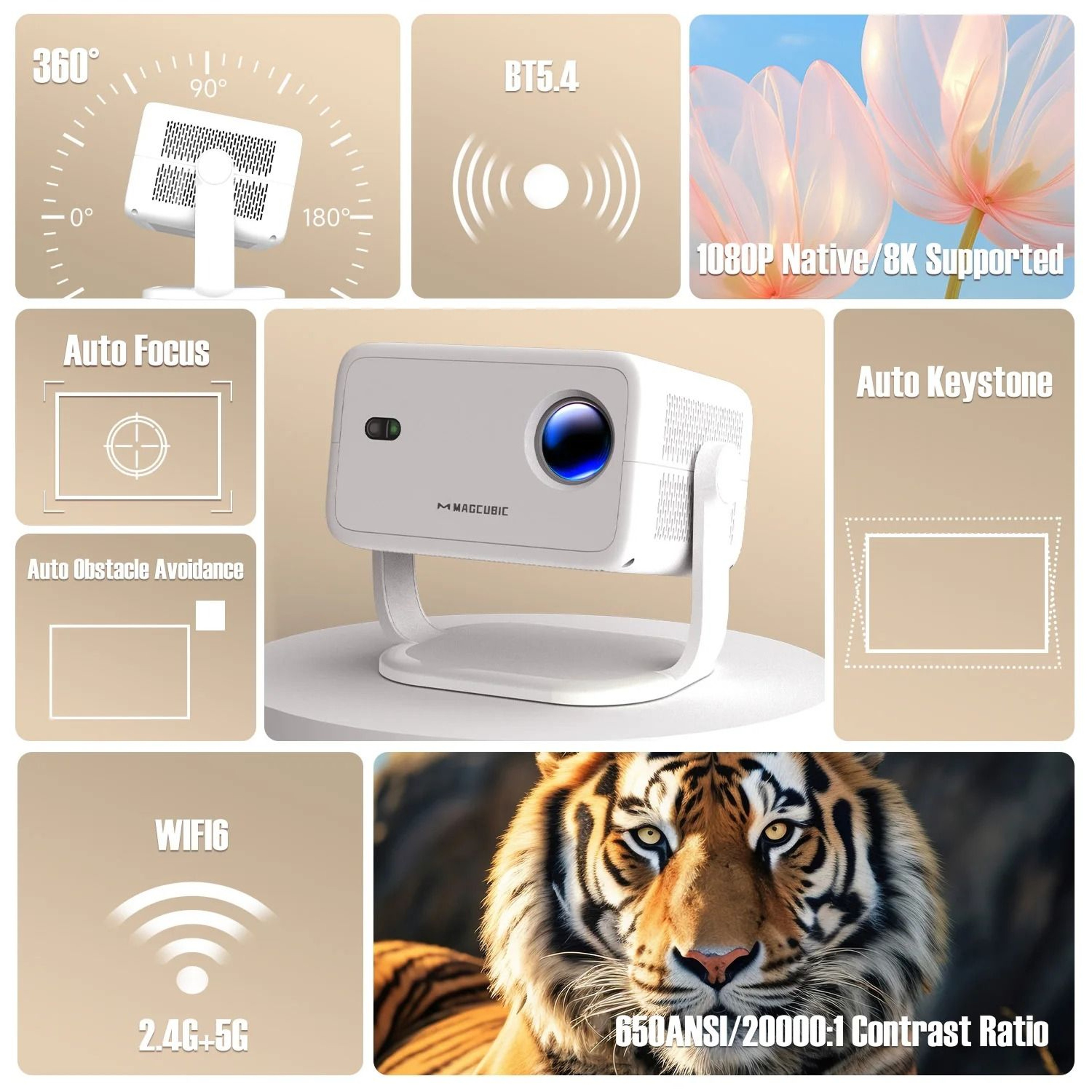 Magcubic Native 1080P Portable Outdoor Projector With Android 14 6