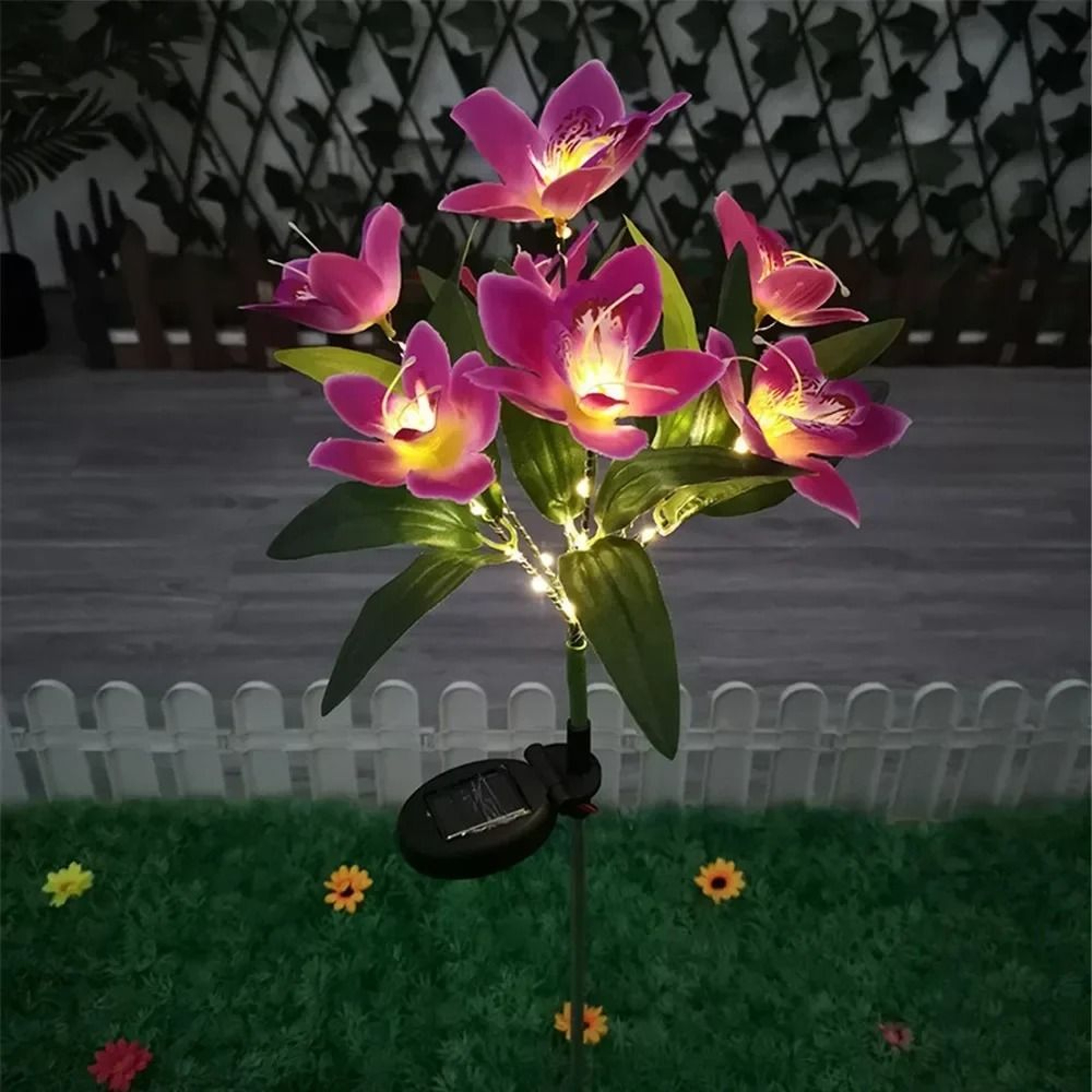 Solar Orchid Flower Lights Waterproof LED Garden Decor For Patio And Lawn 4