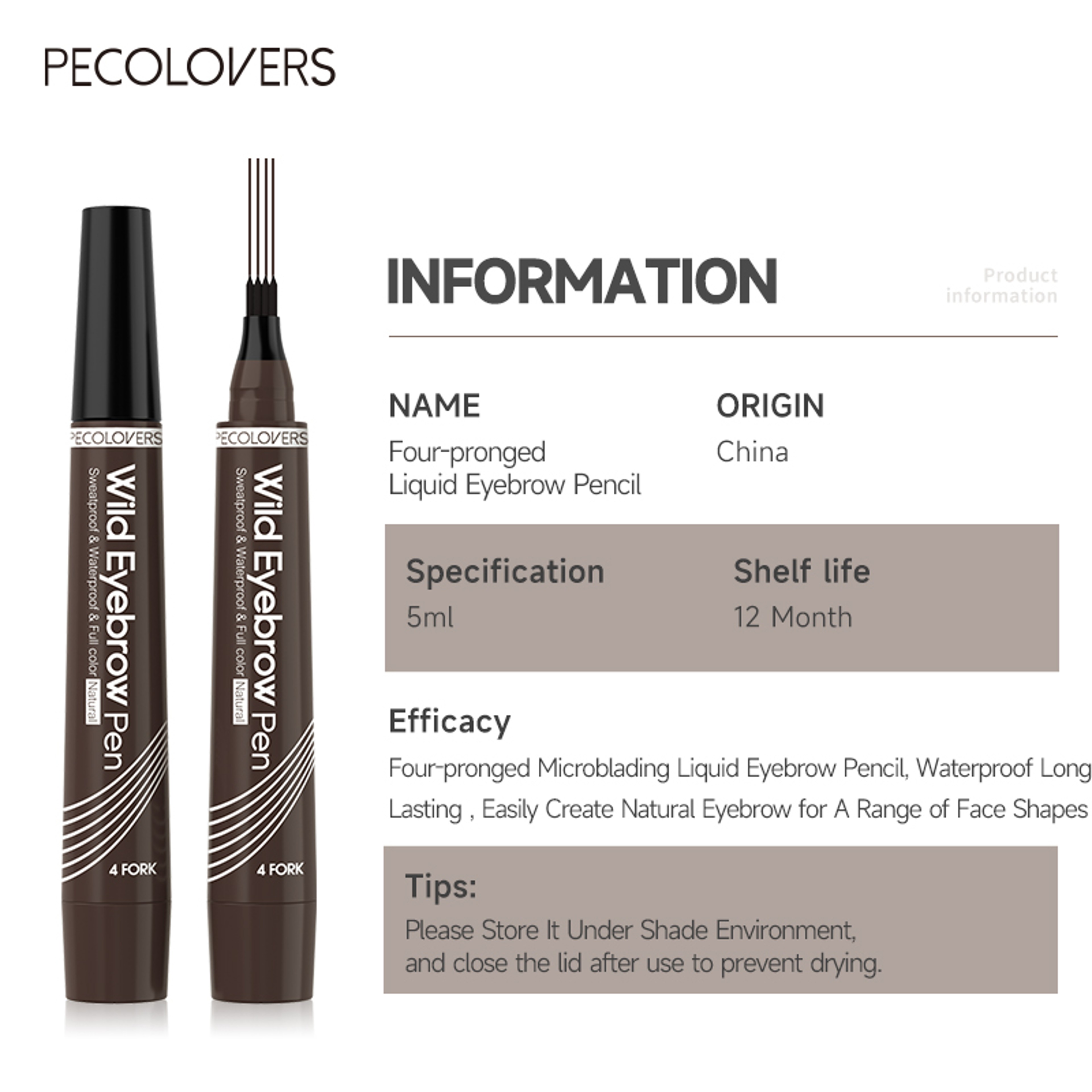 LongLasting Waterproof Eyebrow Pencil  4Prong Microblade Effect Pen 5