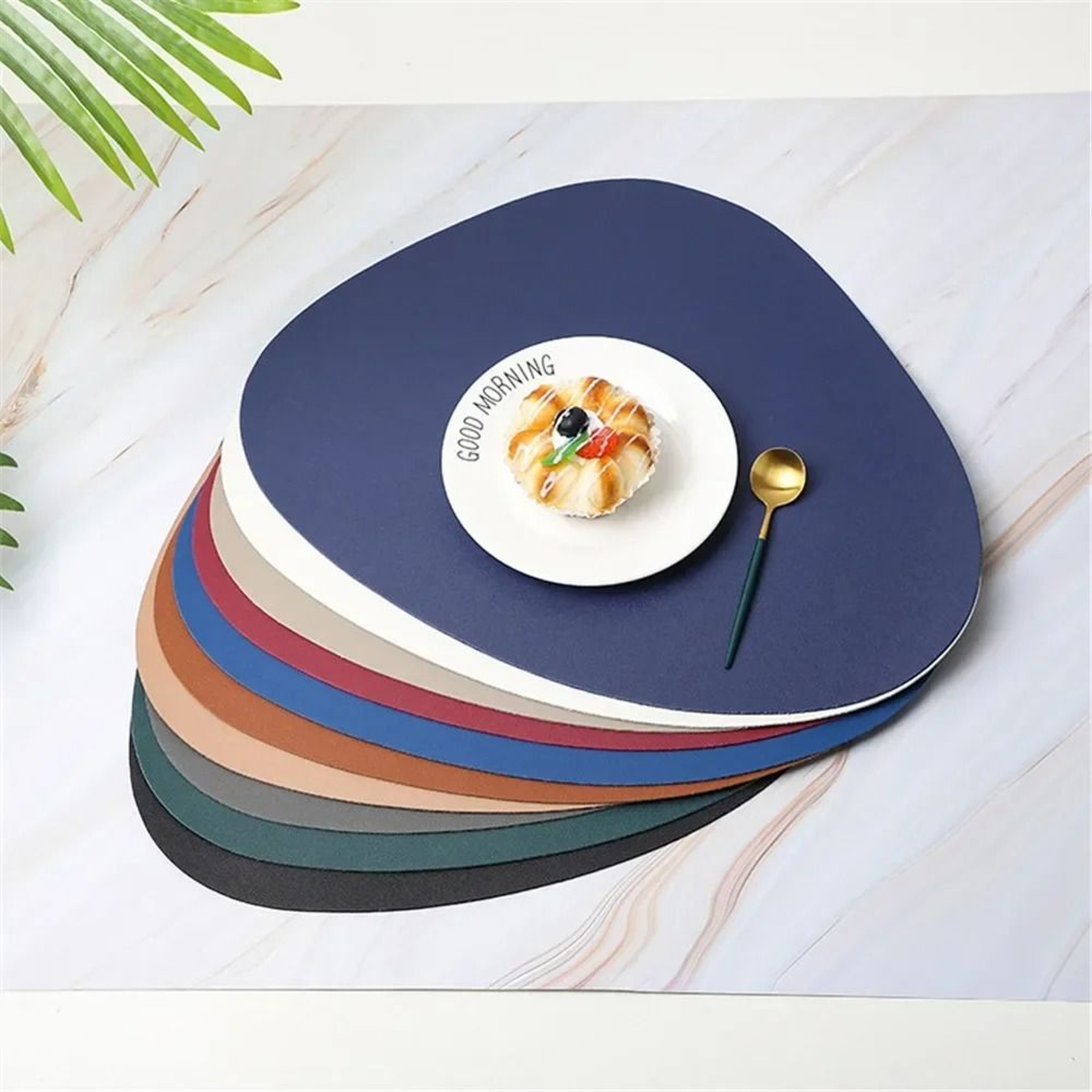 Nordic Triangle Leather Placemat Set  Heat Resistant Non Slip Modern Dining Table Mat 0