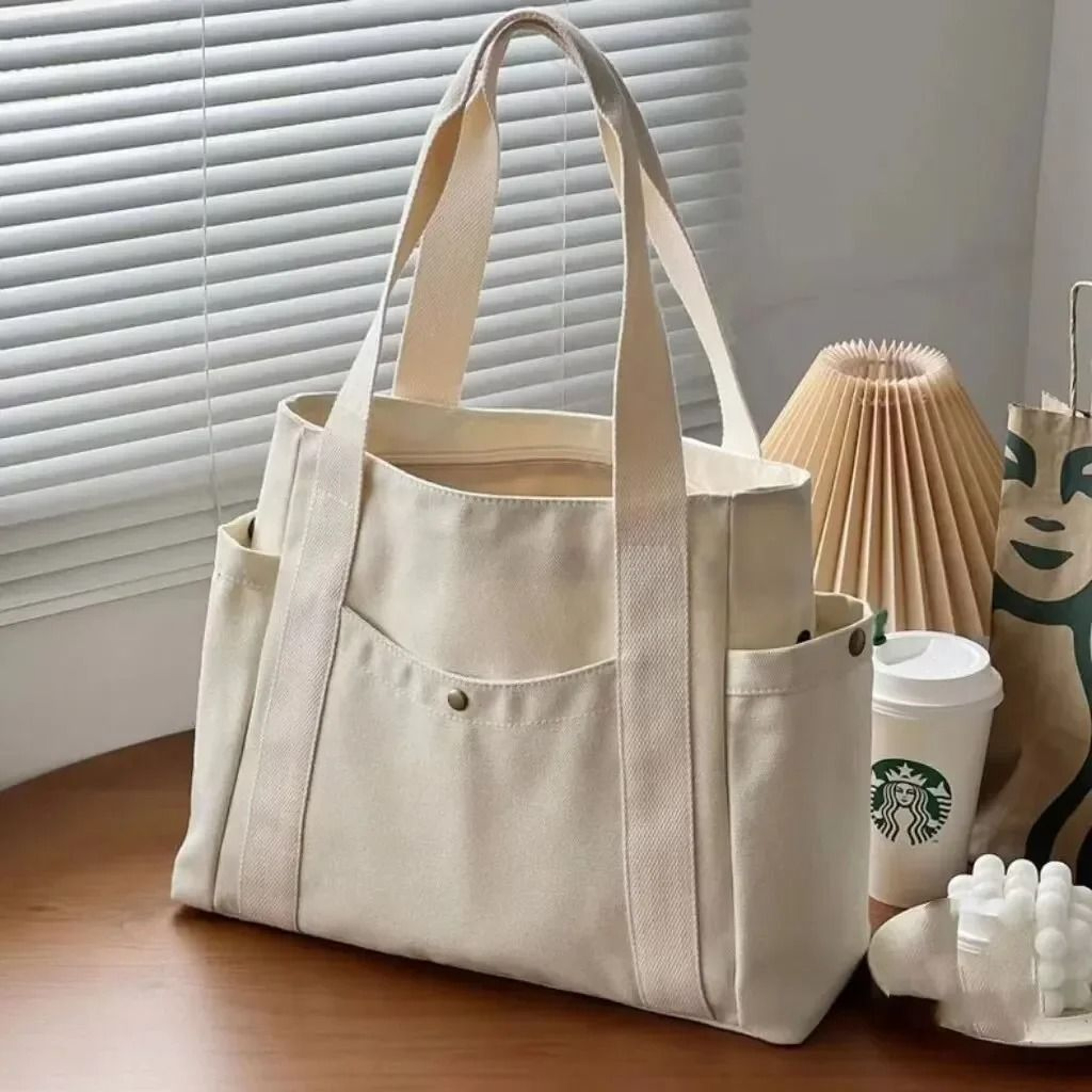 Versatile Large Capacity Canvas Shoulder Tote Bag For Work And Students 1