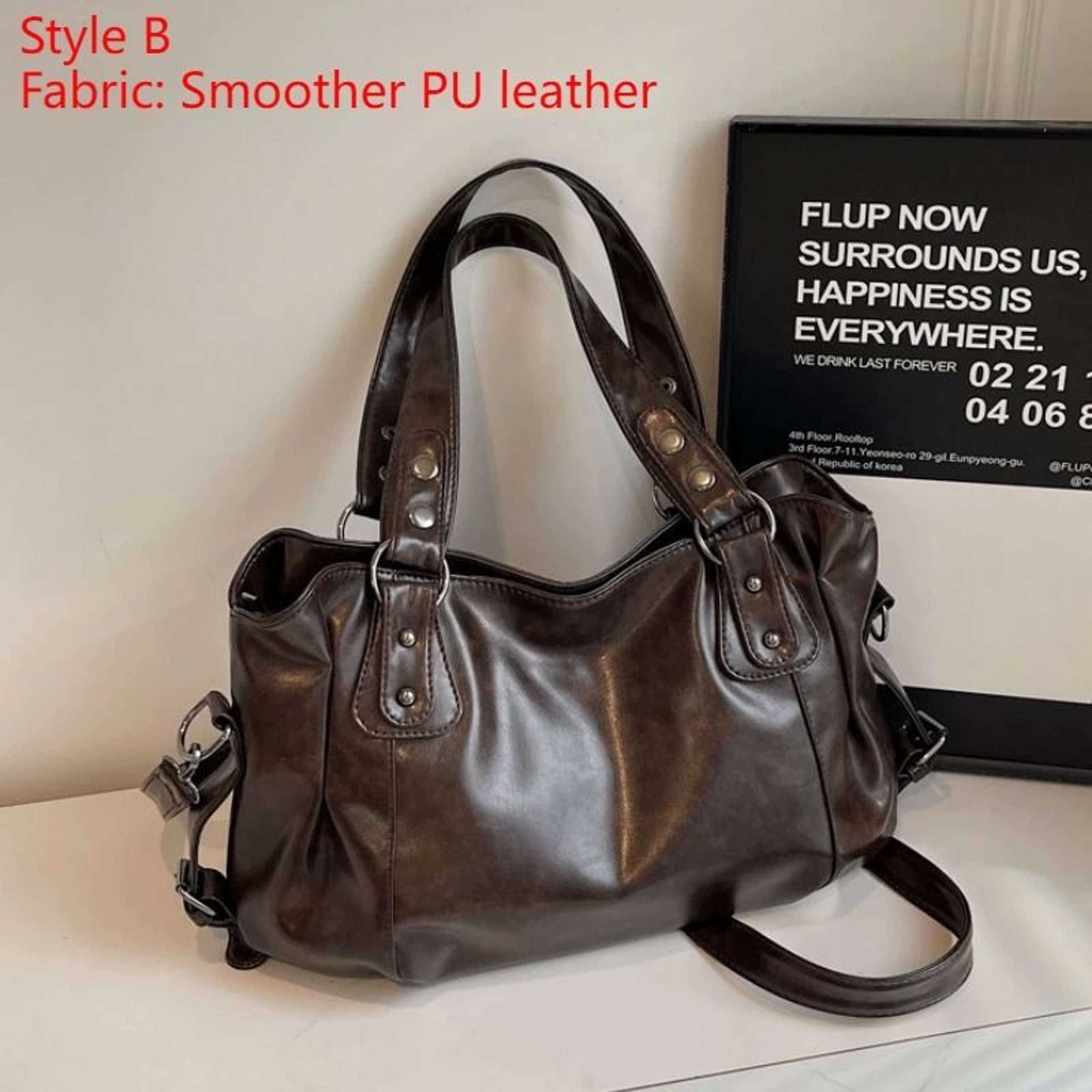 High Quality PU Shoulder Bag With Soft Interior And Contrast Design For Women 6