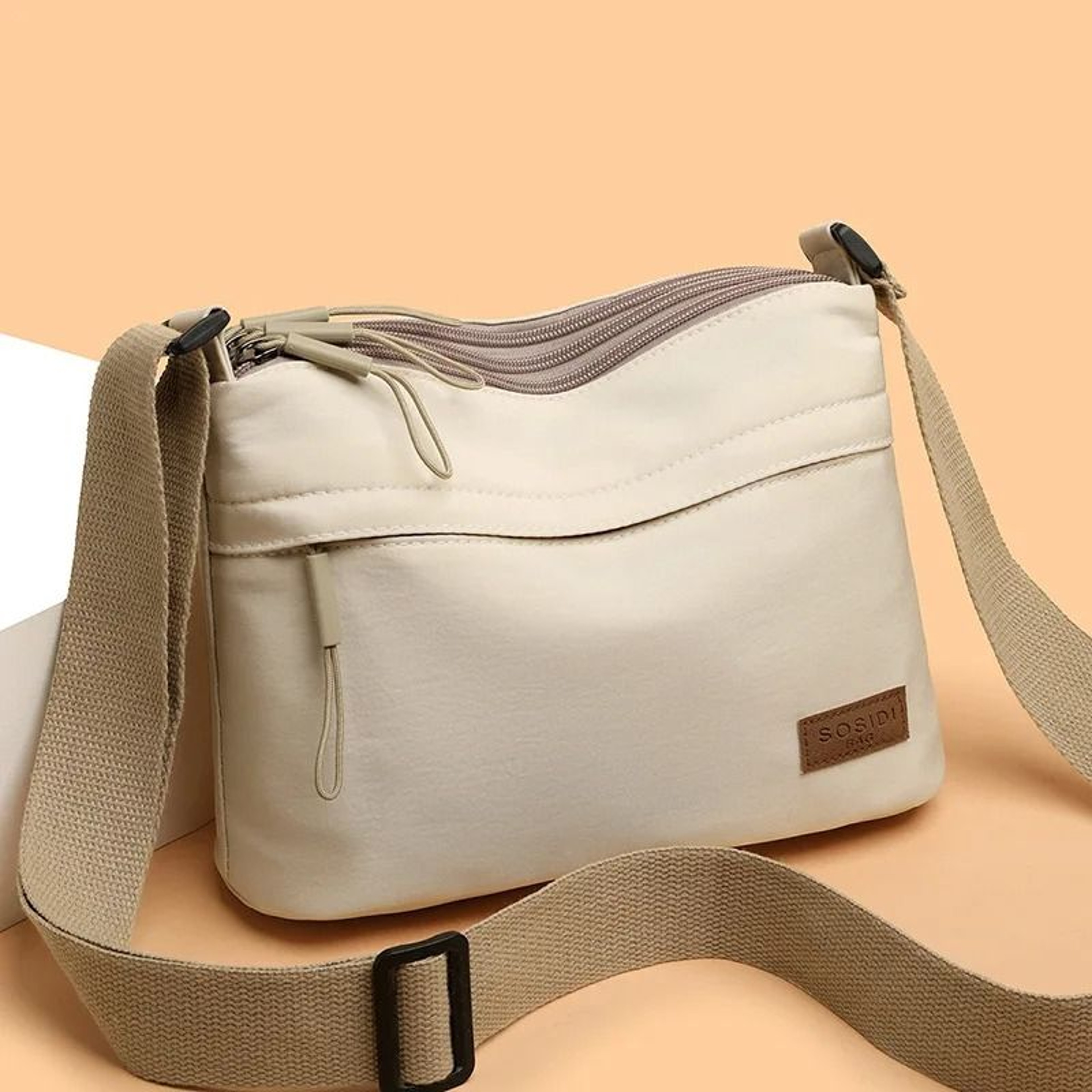 High Capacity Multi Pocket Canvas Shoulder Crossbody Bag For Women 8