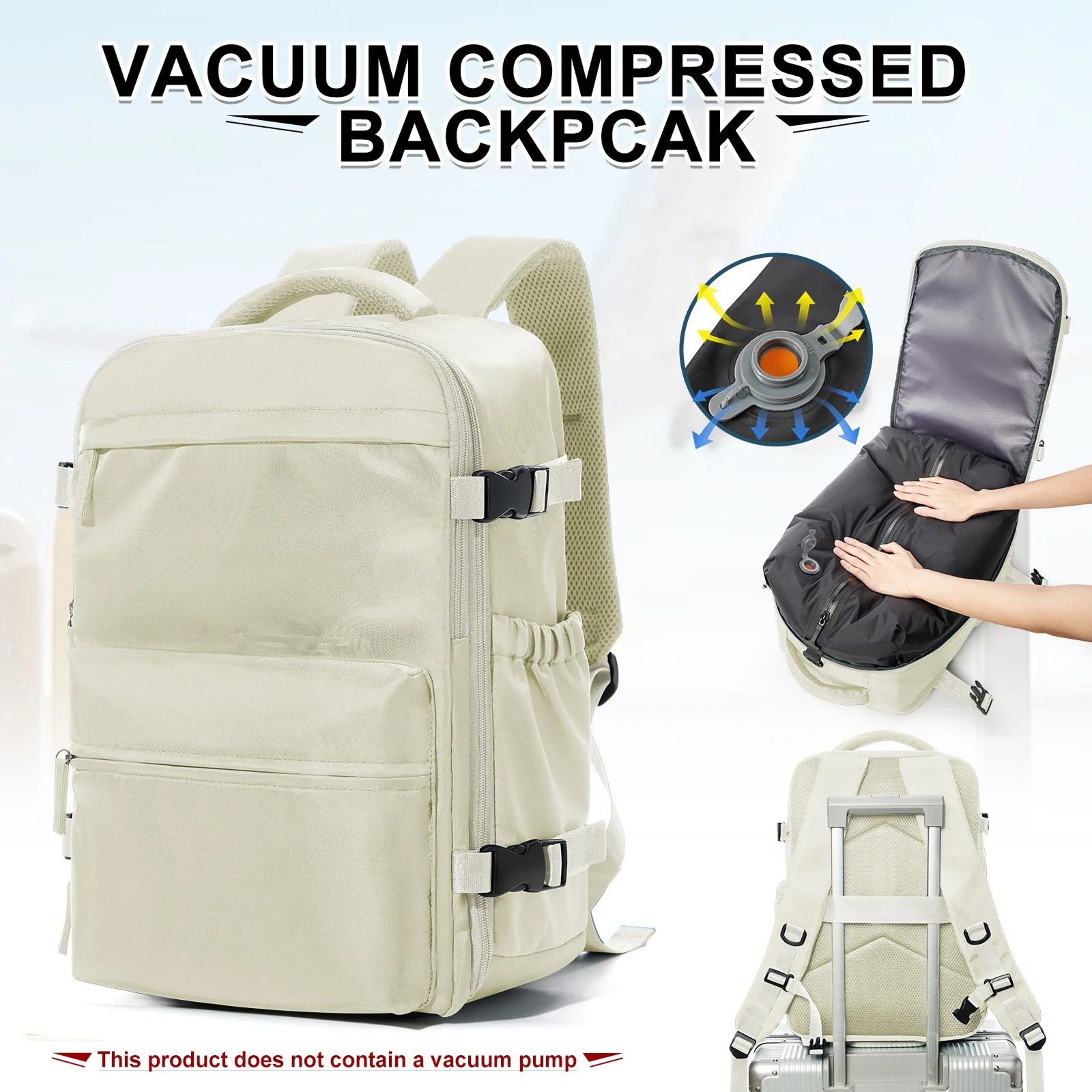 Air Vacuum Compression Travel Cabin Backpack With Laptop Compartment 1