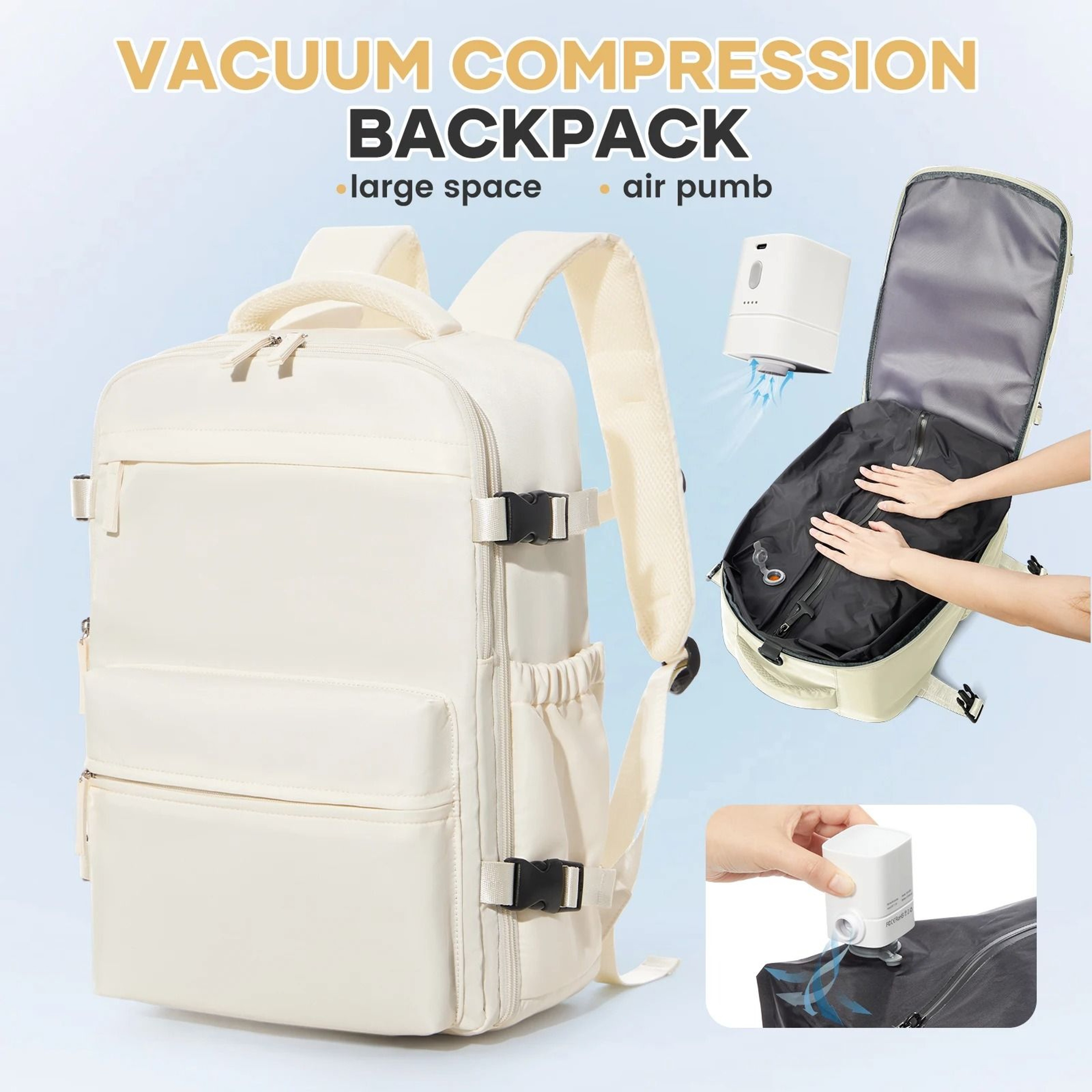 Air Vacuum Compression Travel Cabin Backpack With Laptop Compartment 9