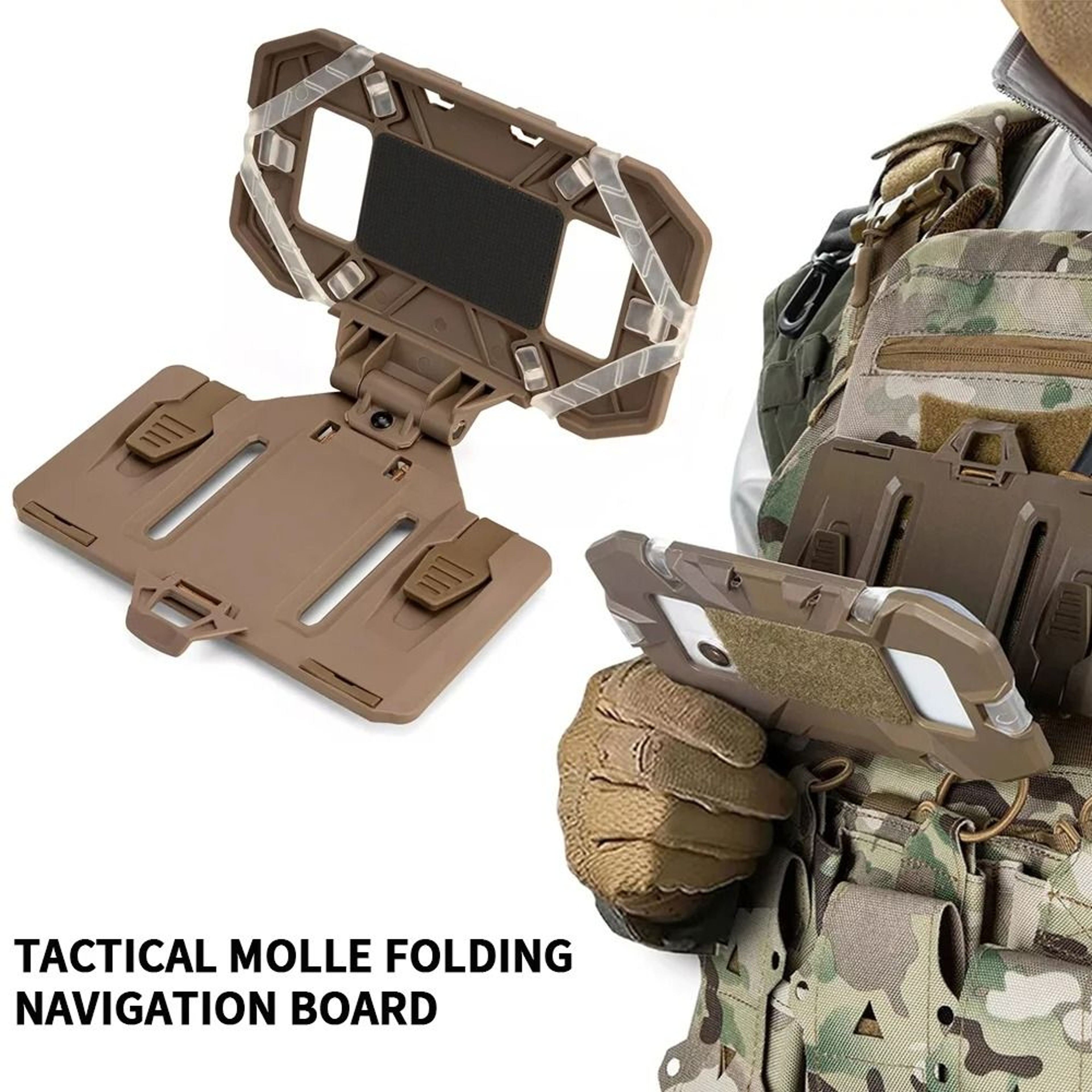 Tactical MOLLE Phone Holder With Folding Navigation Board Mount 7