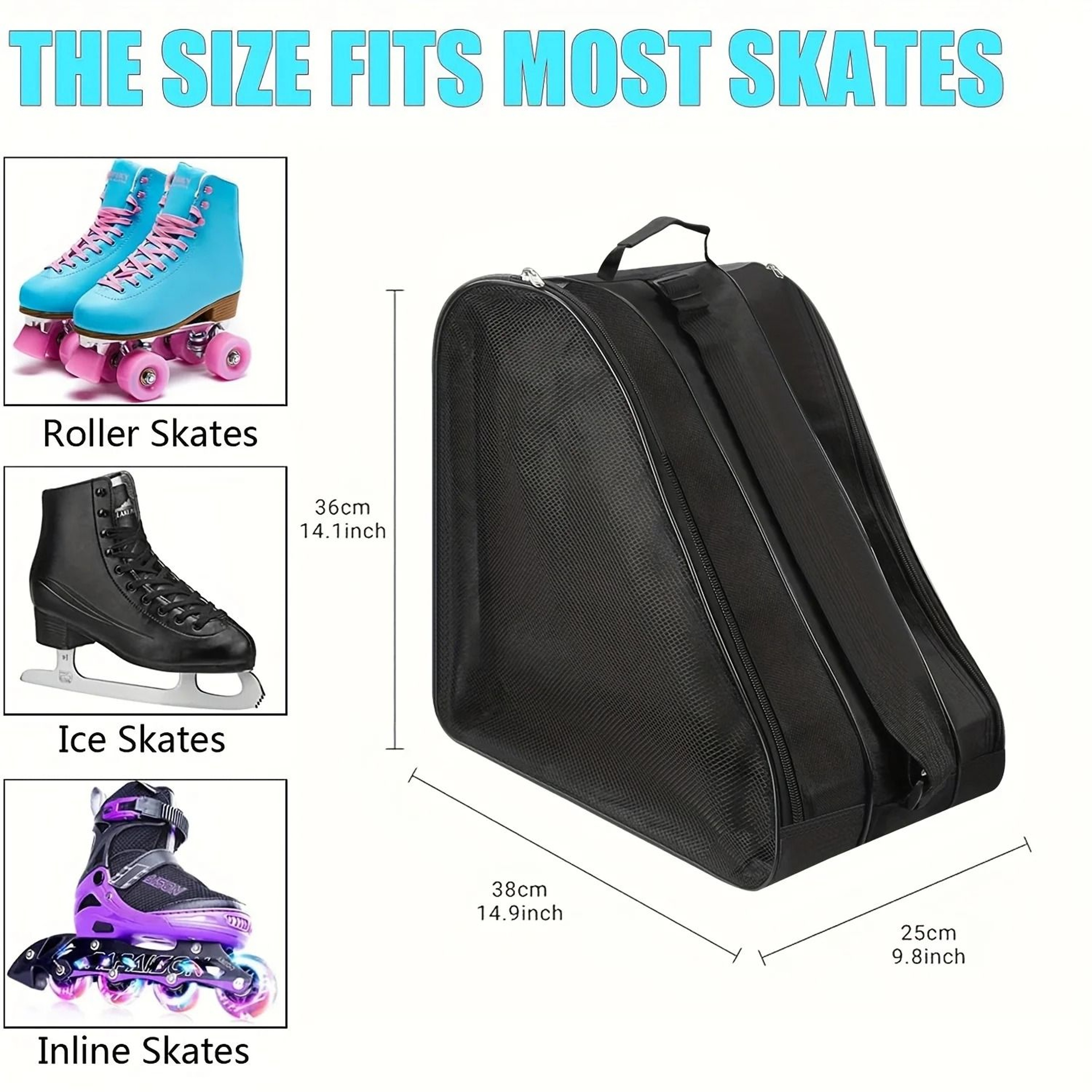 Three Layer Large Capacity Skate Storage Bag With Adjustable Shoulder Strap 8