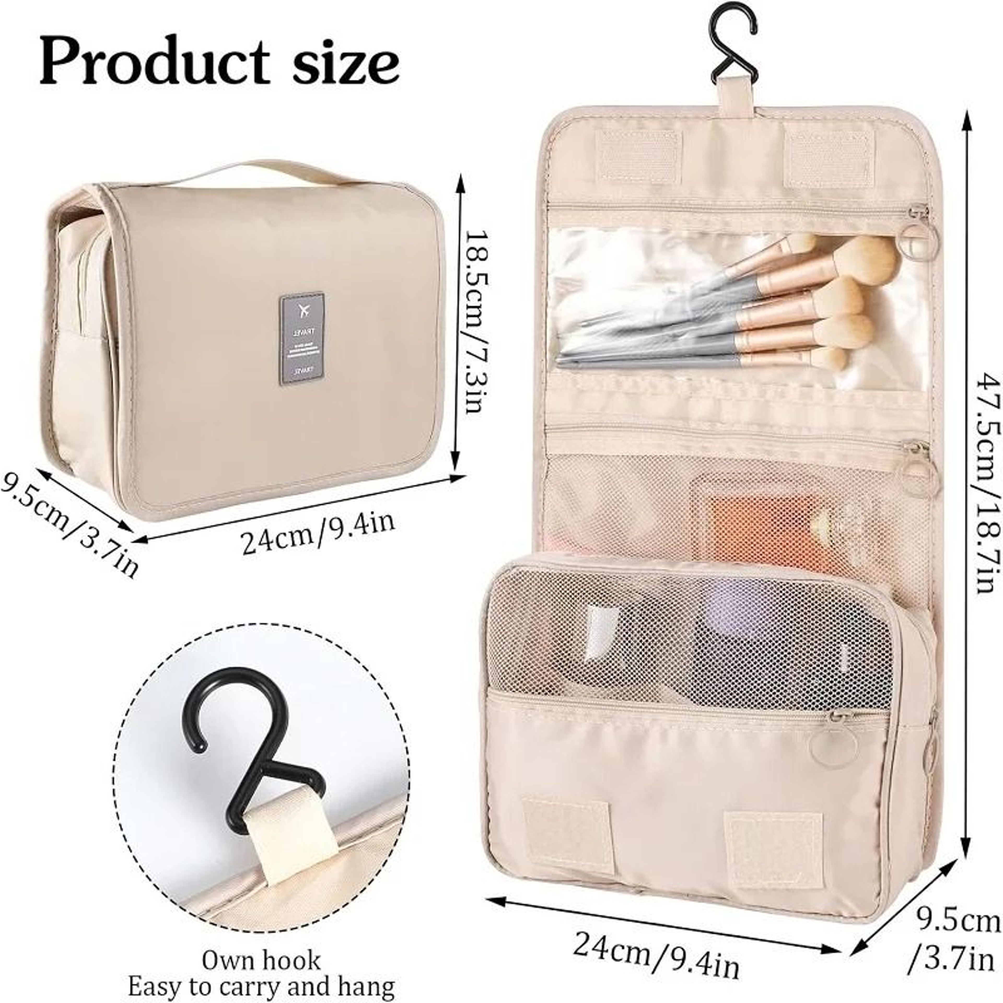 Waterproof Hanging Toiletry Bag Portable Travel Makeup Organizer 6