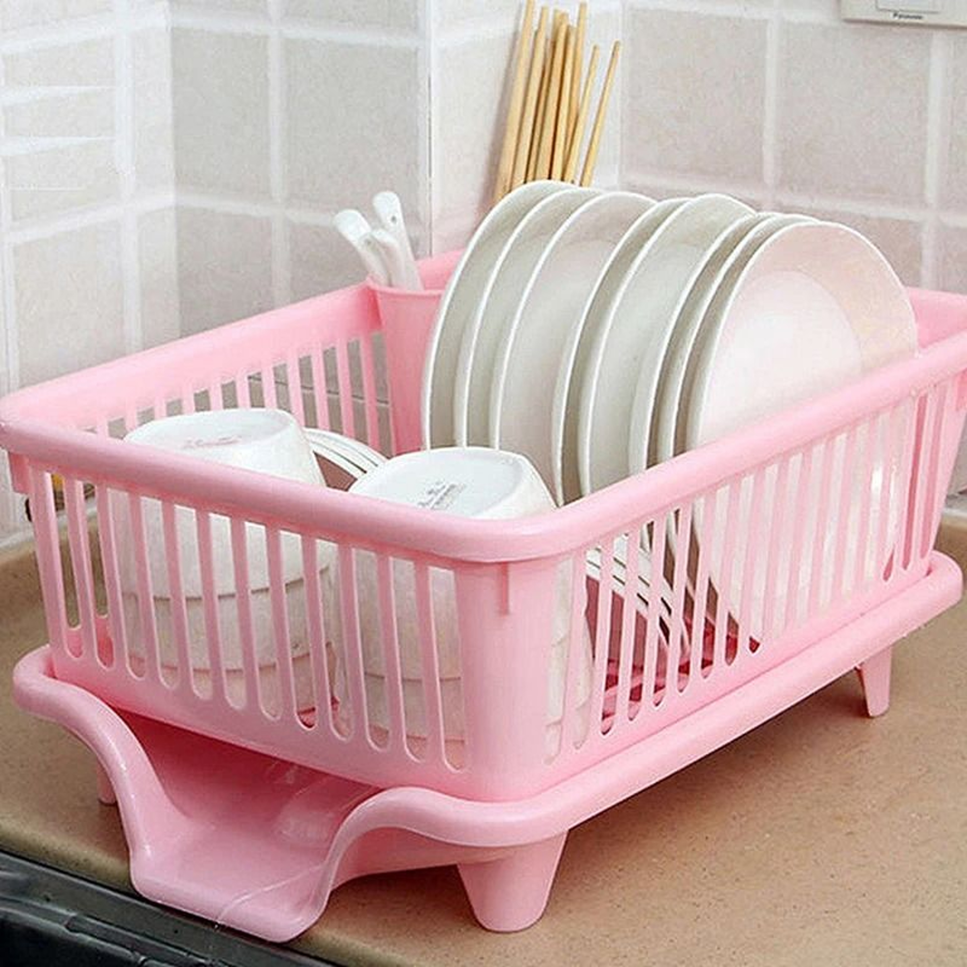 ClearFlow Kitchen Countertop Dish Drying Rack With Drainer Board 6