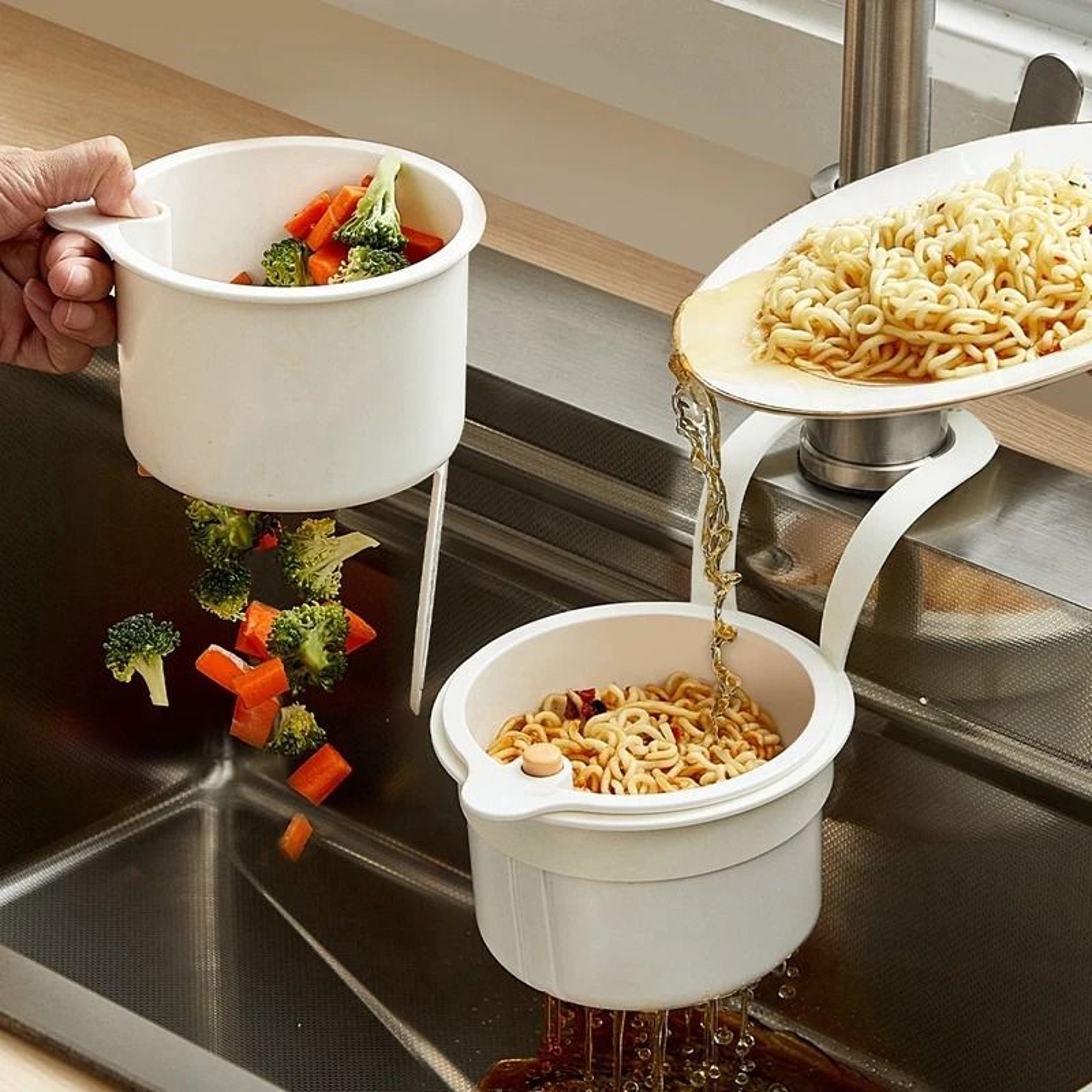 Adjustable Sink Strainer Basket Hanging Kitchen Sink Drain Organizer 8