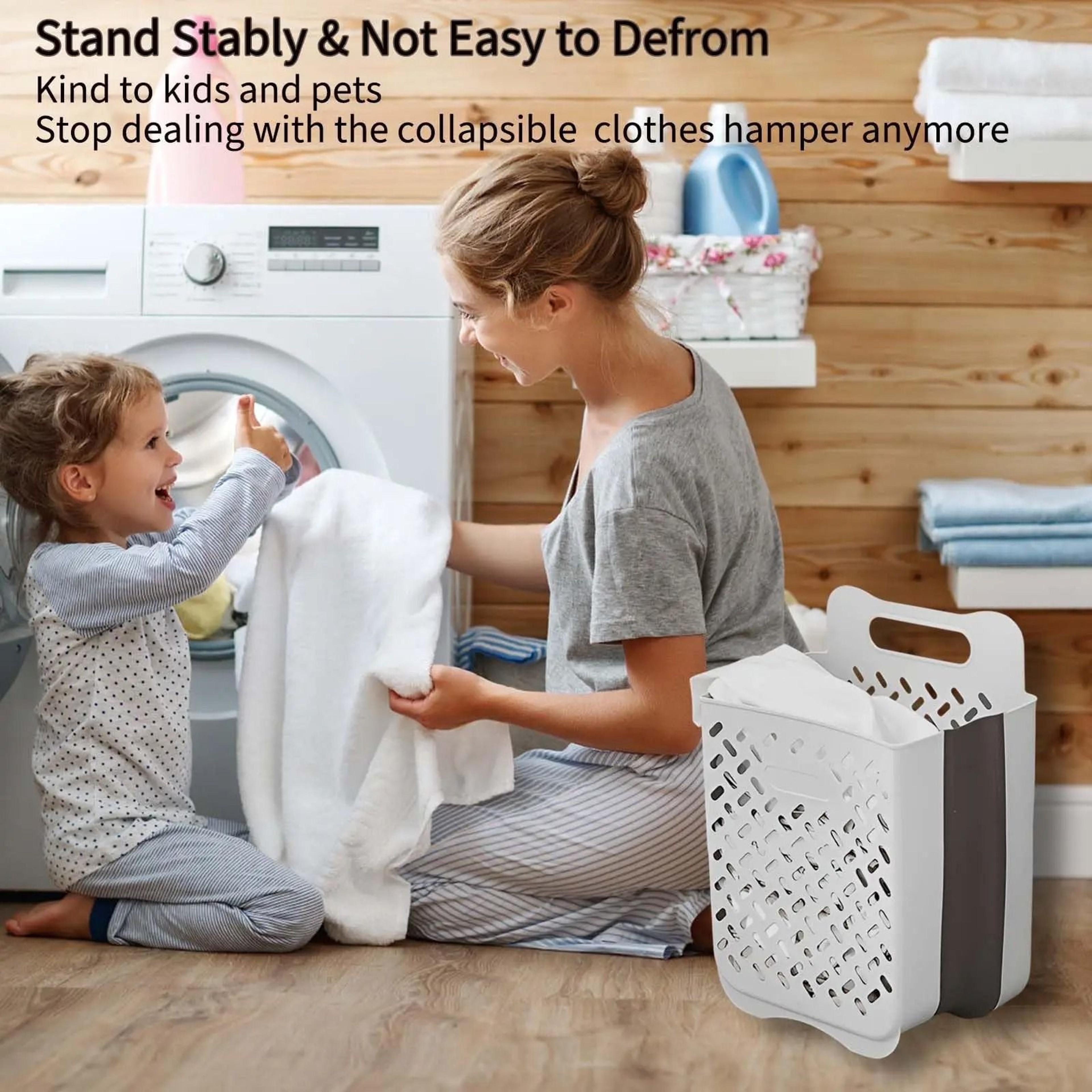 Large Folding Laundry Hamper Wall Hanging Fabric Storage Basket 6