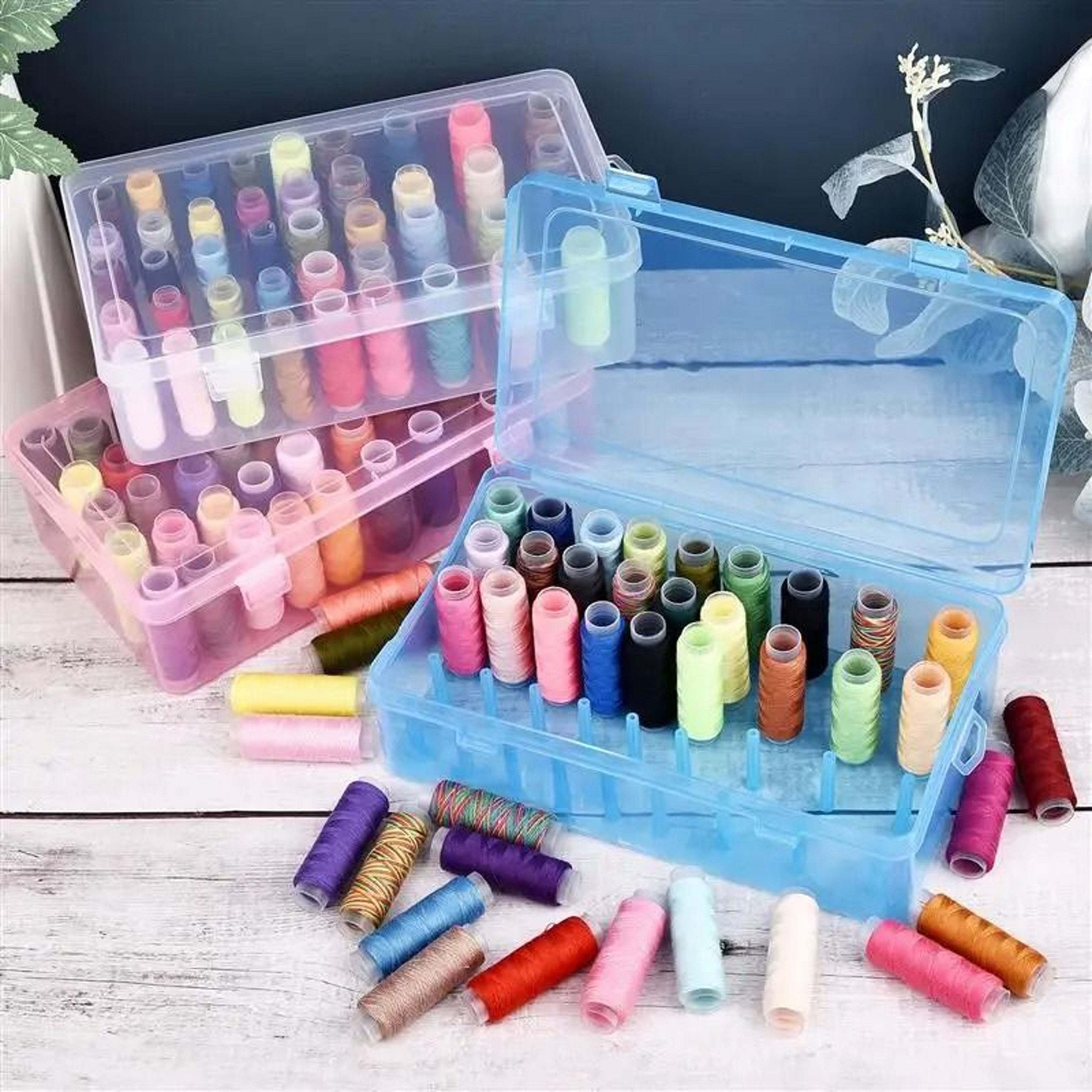 42 Spool Sewing Thread Storage Box Thread Spool Organizer Case 0