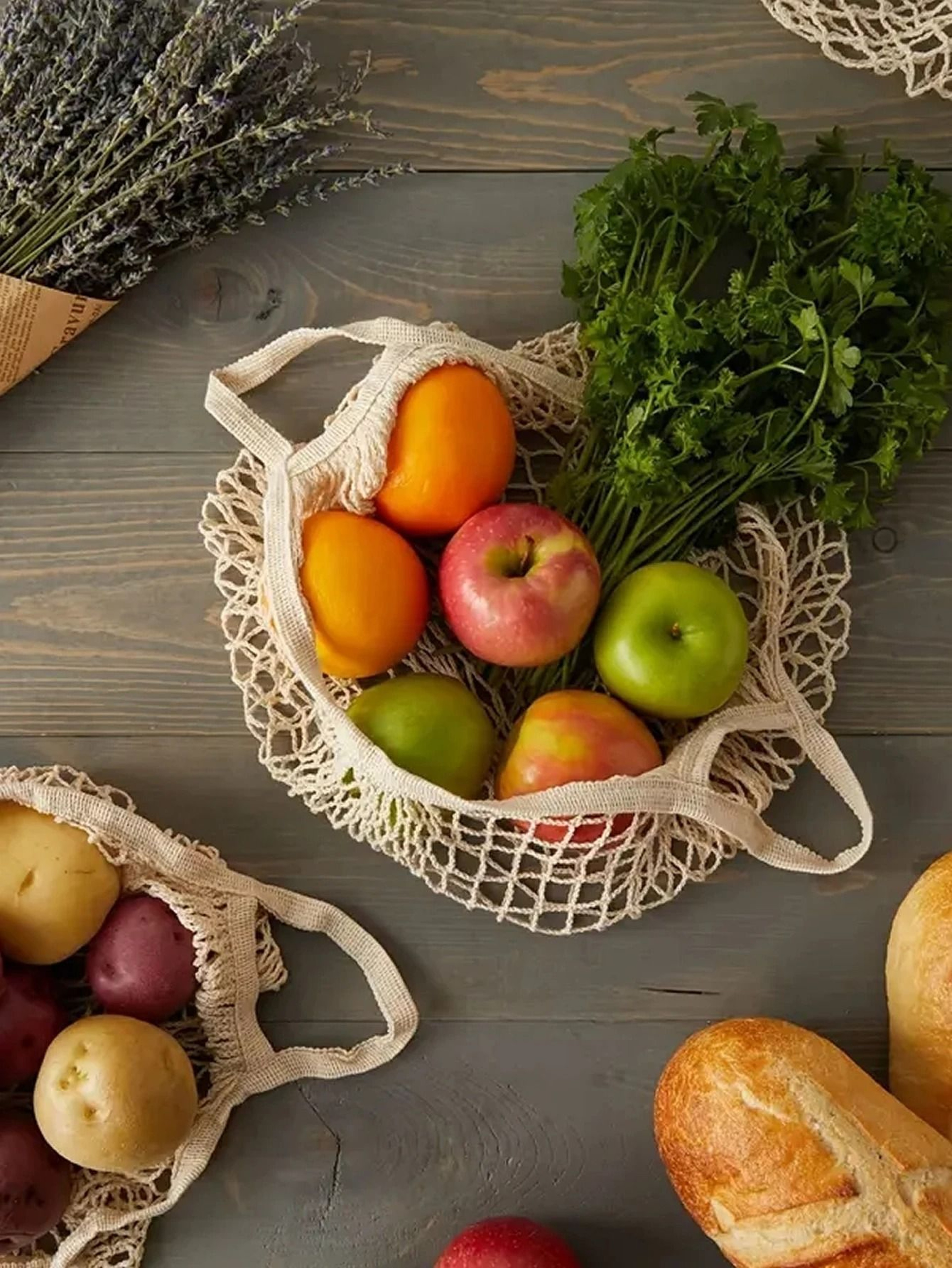 Reusable Mesh Grocery Shopping Bag Foldable Eco Friendly Produce Tote 2