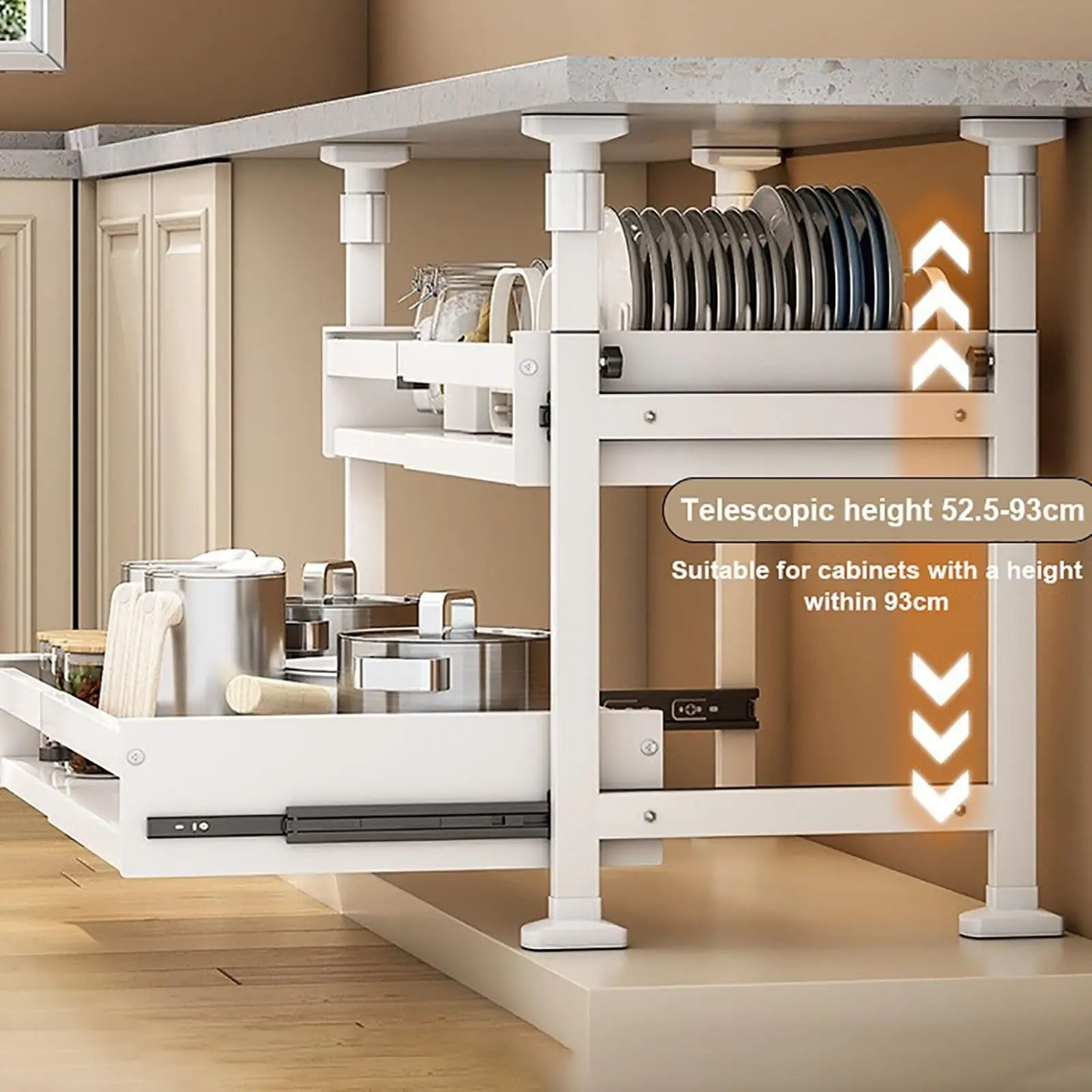 Pull Out Kitchen Cabinet Organizer Sliding Drawer Basket Shelf 13
