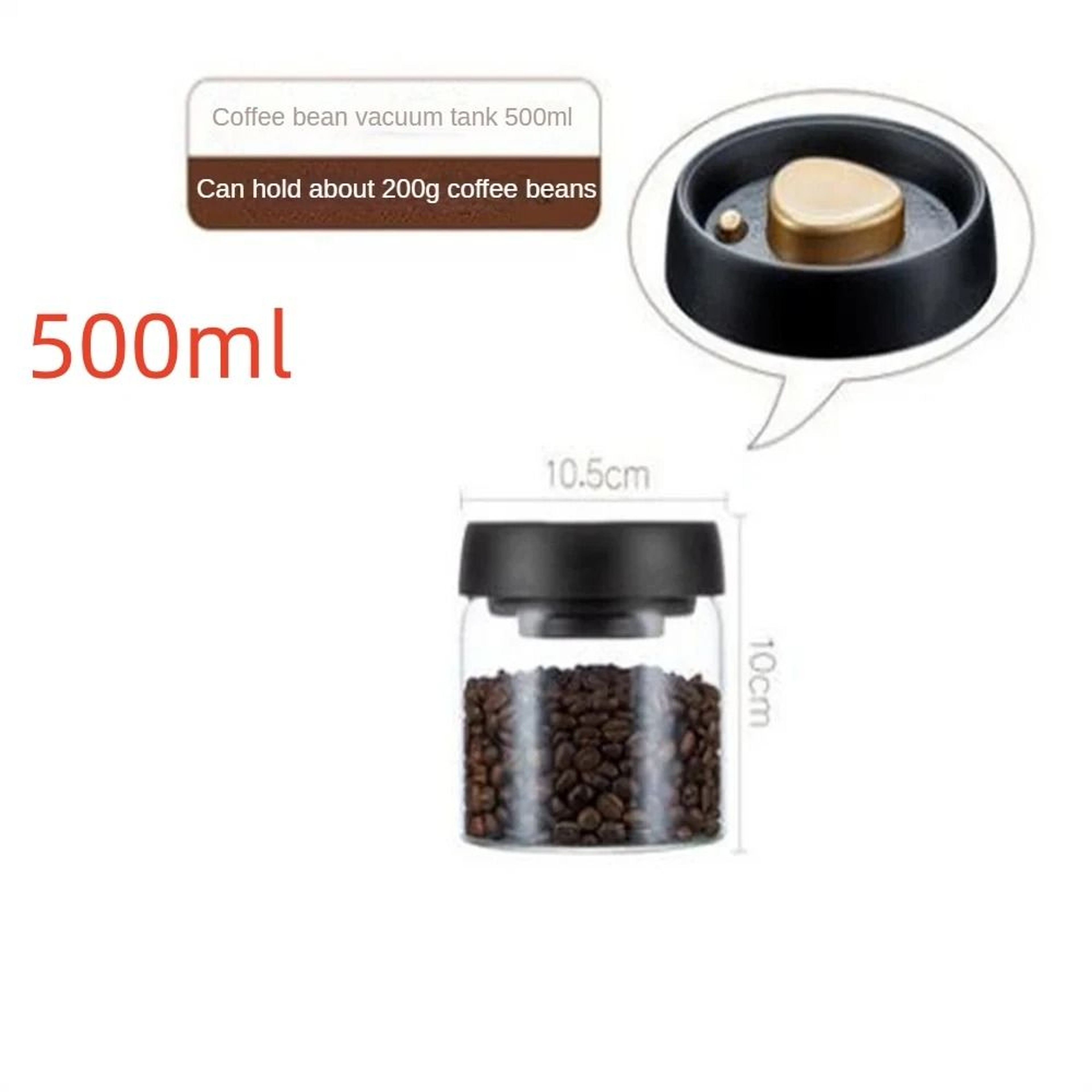 Vacuum Sealed Coffee Bean Storage Container Airtight Glass Coffee Jar 1