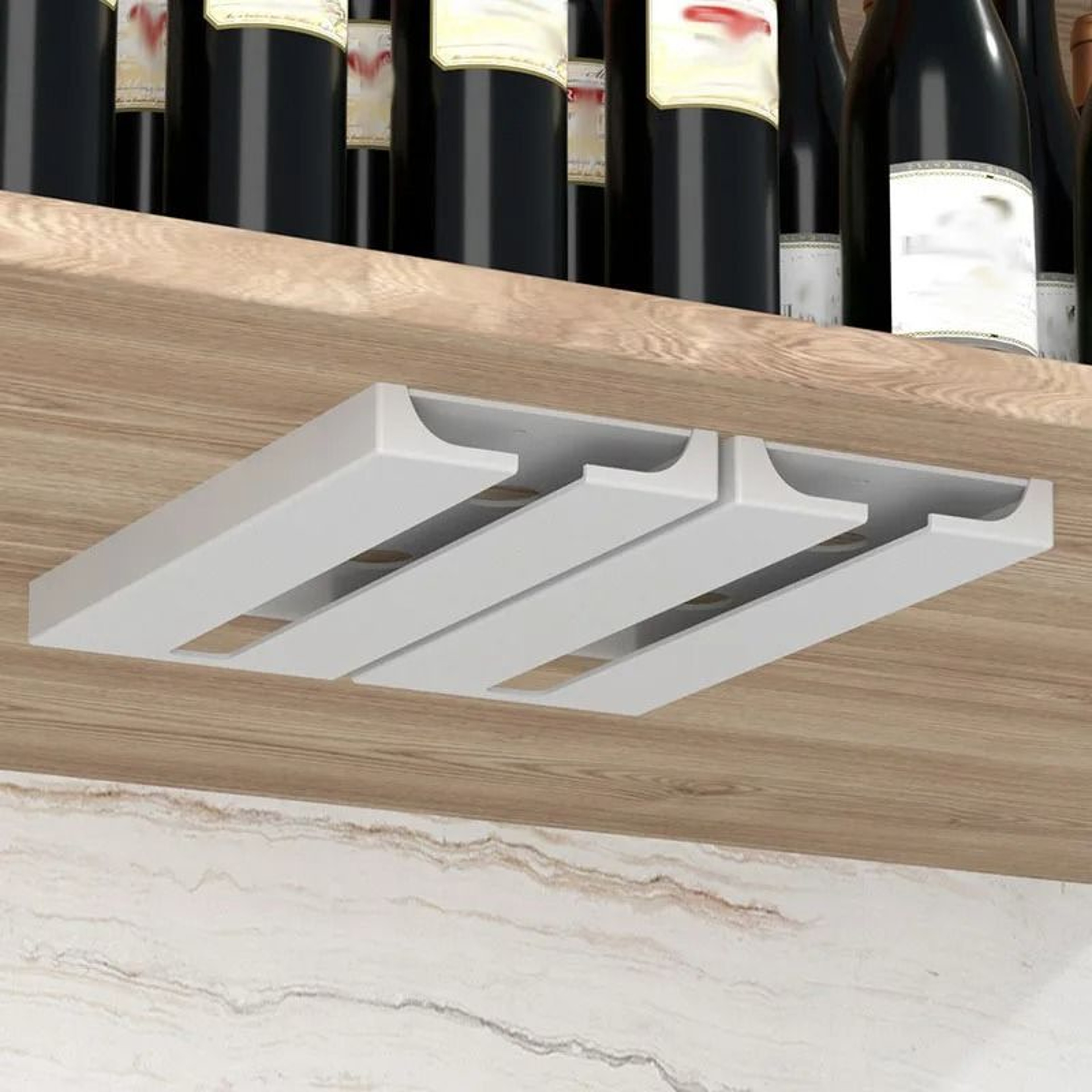 Space Saving Wine Glass Holder Rack Under Cabinet Stemware Organizer 3