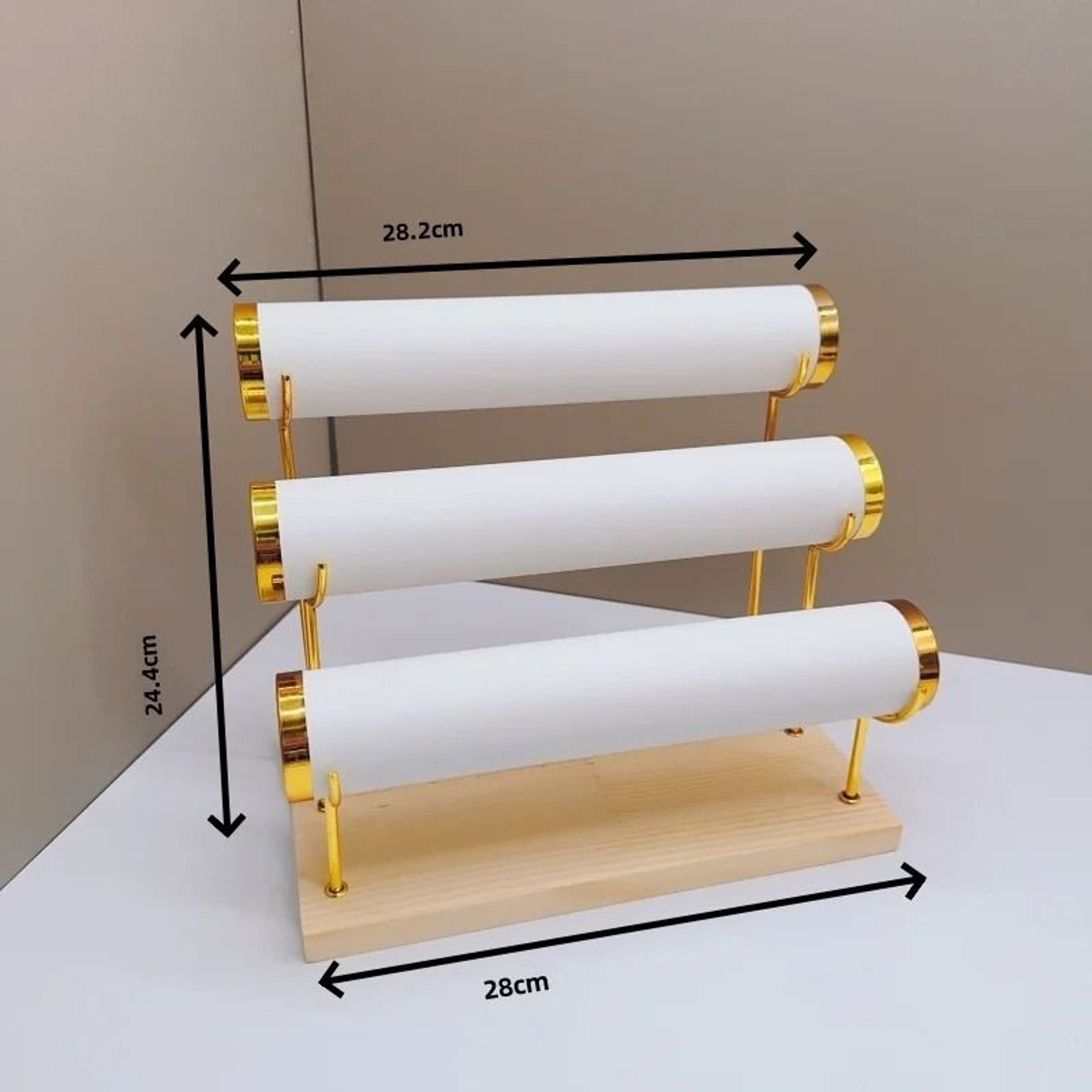 Detachable Bracelet Holder Stand Jewelry Display With Wooden Tray 8