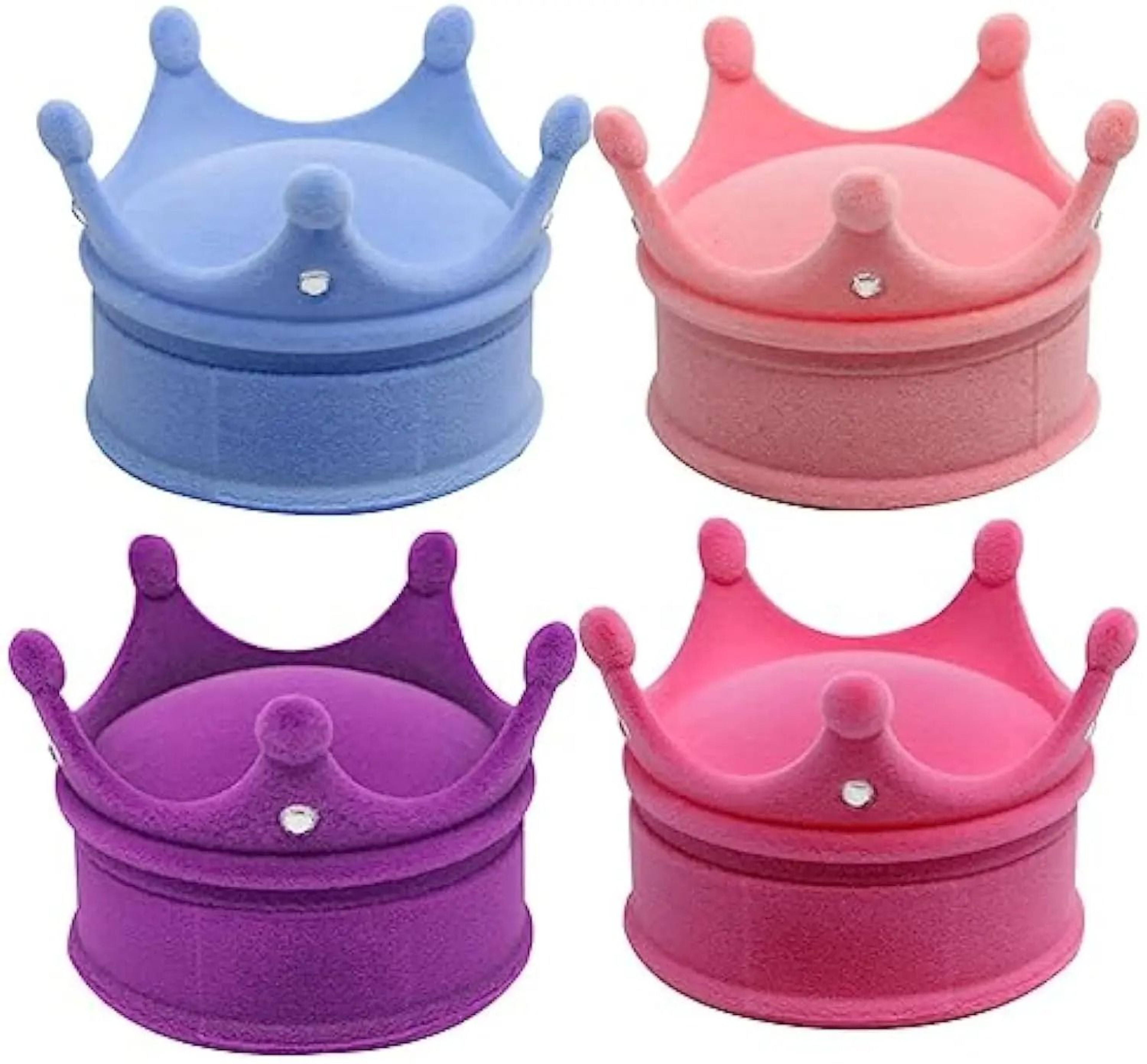Crown Velvet Jewelry Box Ring Necklace Gift Display Case 0