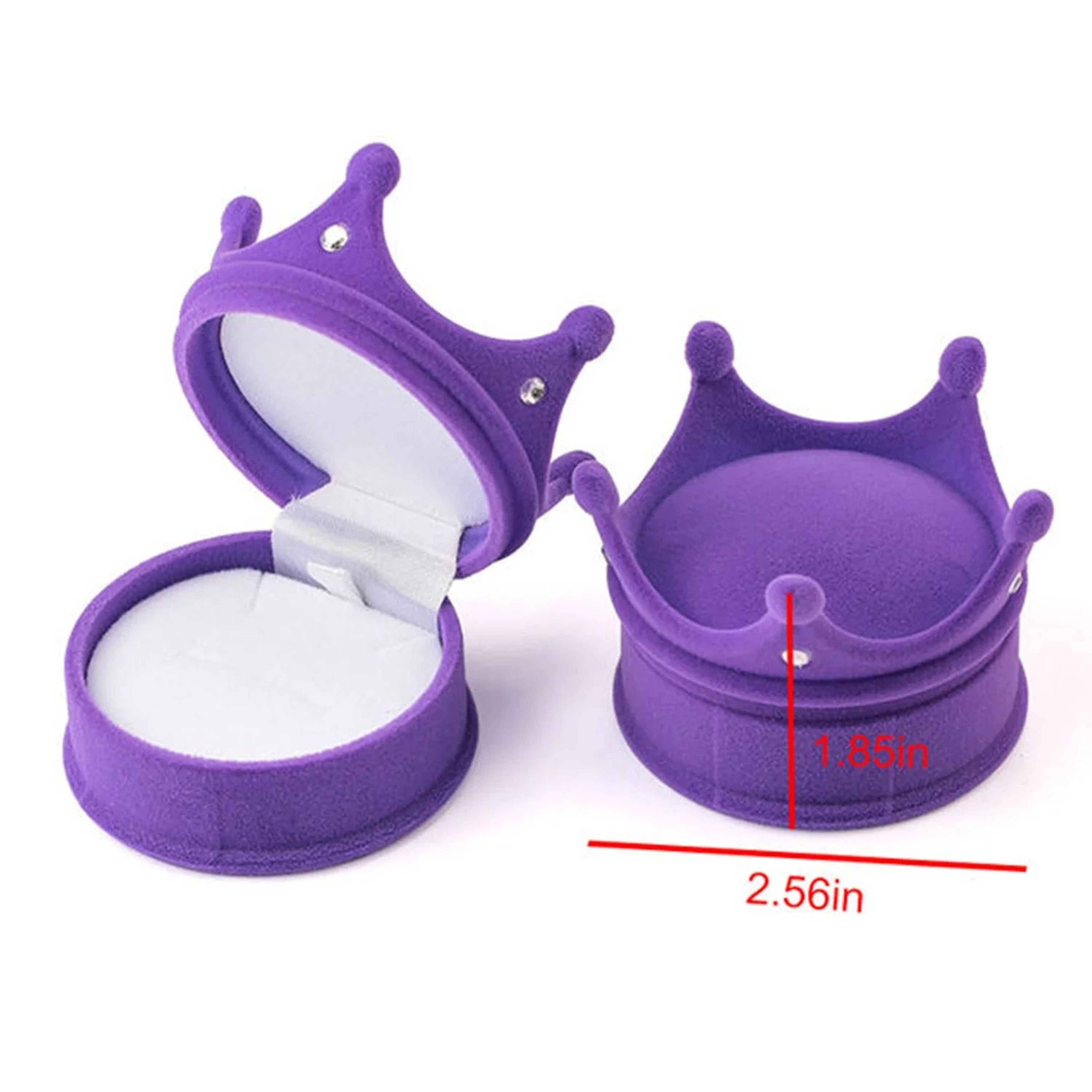 Crown Velvet Jewelry Box Ring Necklace Gift Display Case 4