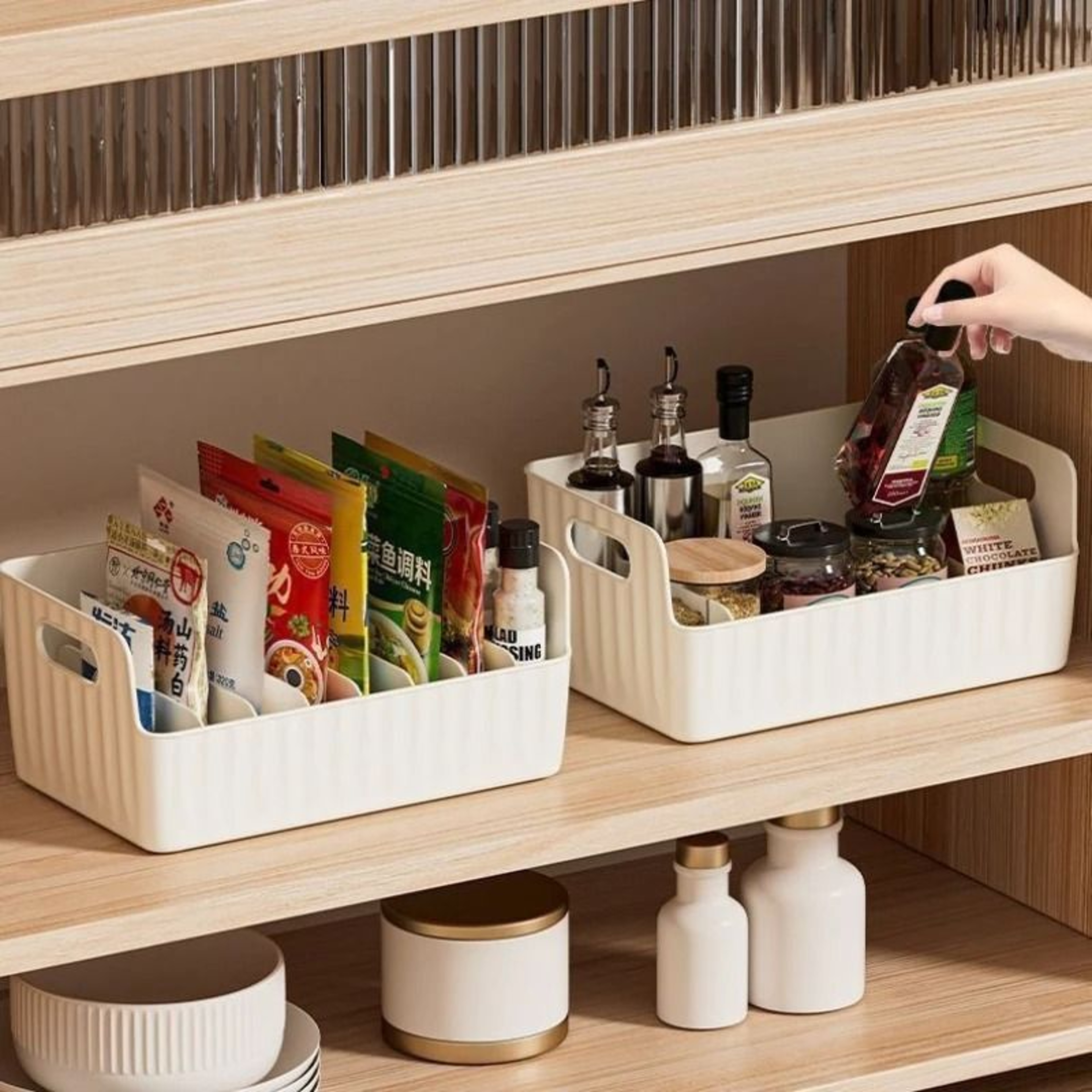 ClearView Spice Rack Organizer Box Large Capacity Kitchen Countertop Organizer With Divided Storage 0