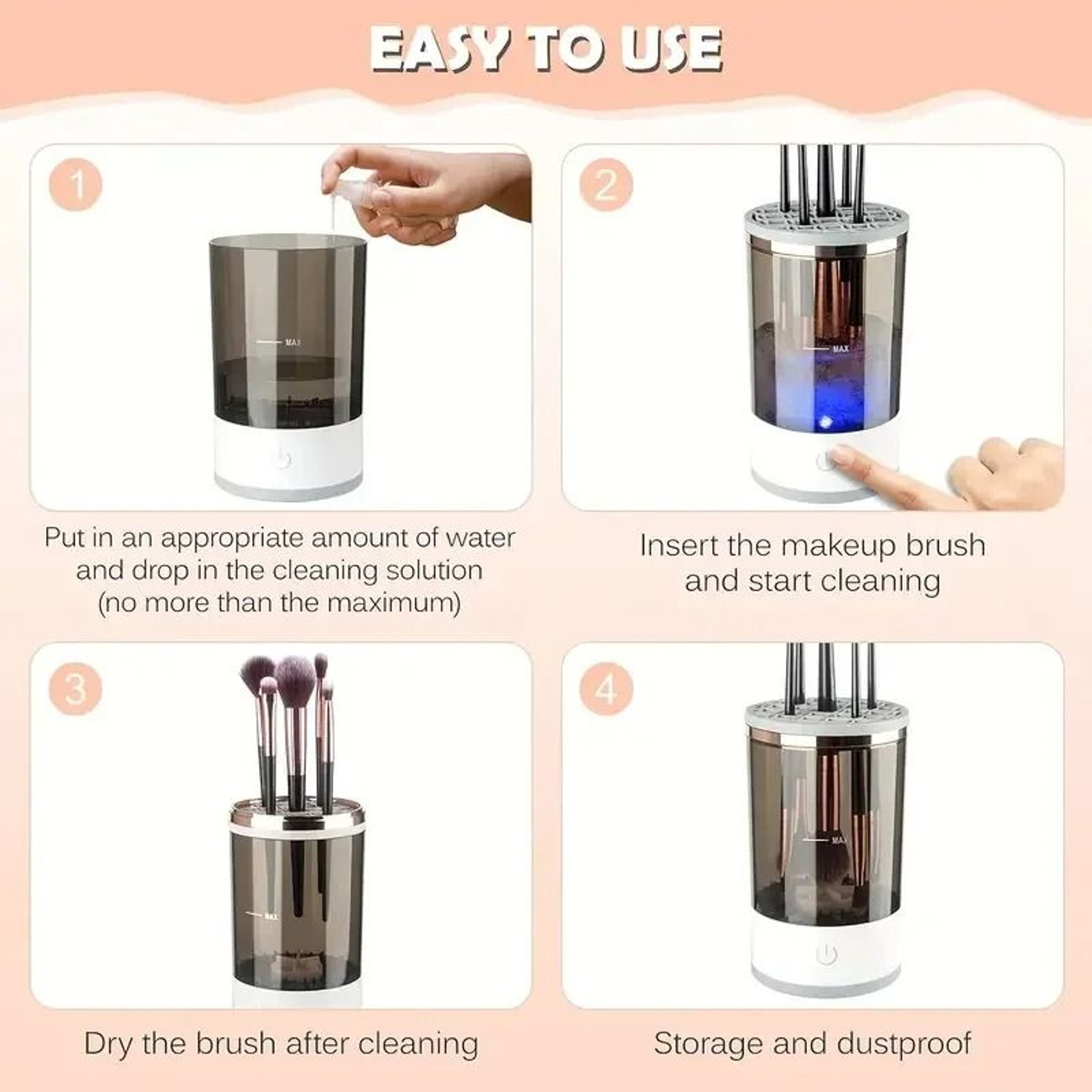 BrushClean Electric Makeup Brush Cleaner USB Automatic Brush Cleaning Machine Portable Cosmetic Bru 6