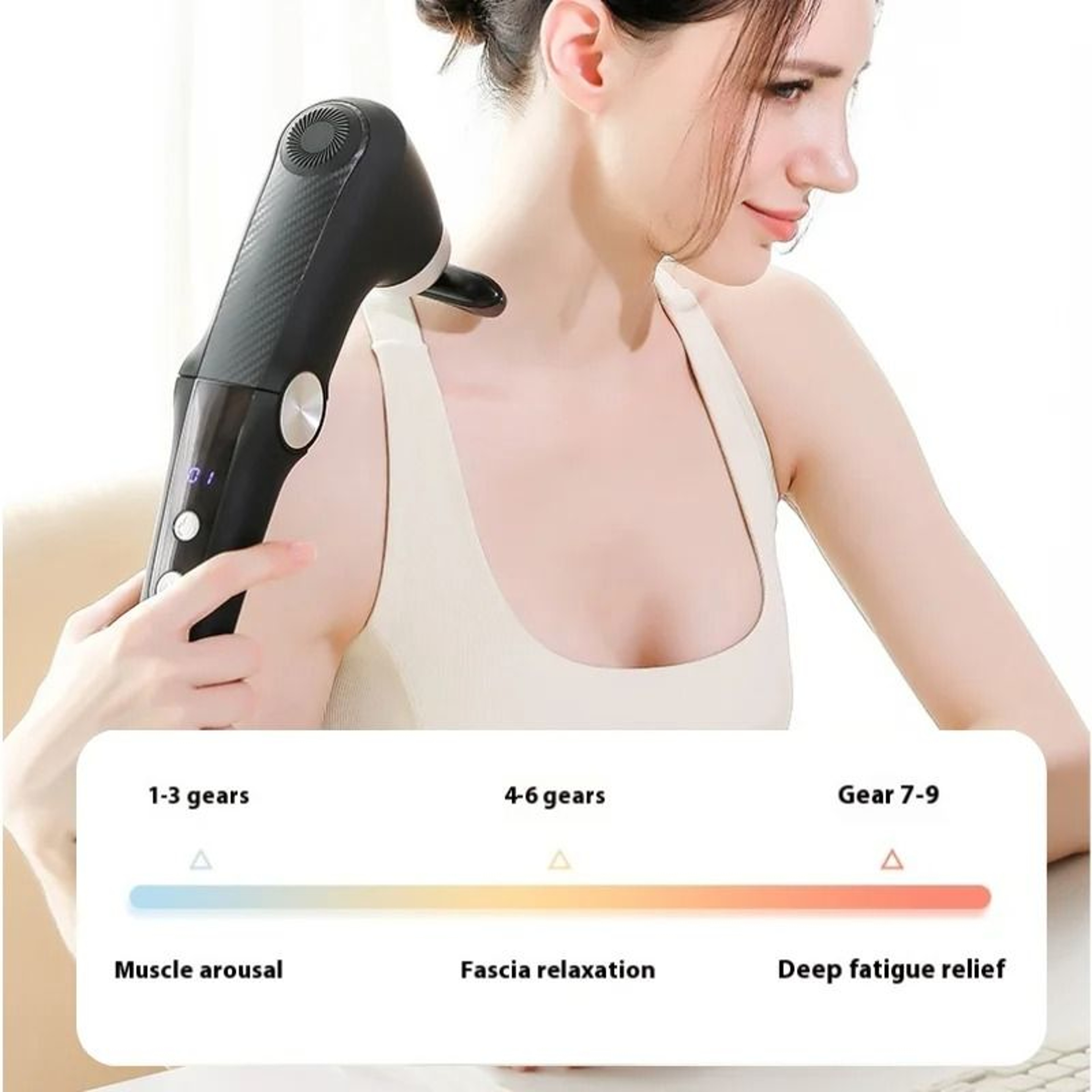 FlexRelief Foldable Massage Gun Portable Deep Tissue Percussion Massager With Heat Cold Therapy And 4