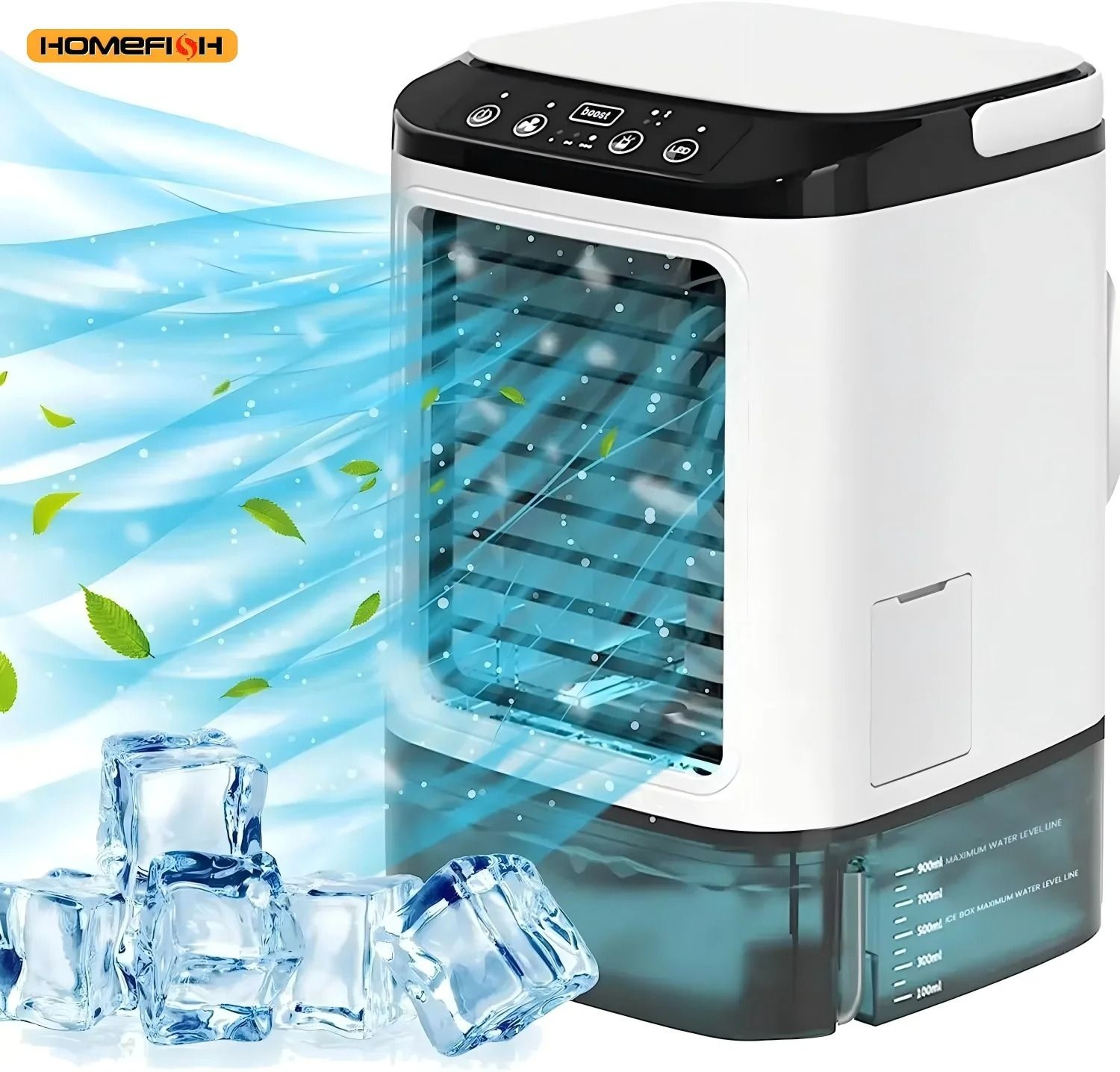HOMEFISH Portable Air Cooler Fan Desktop Ultrasonic Mist Cooling Fan With Dual Spray 3 Speed And Ni 0