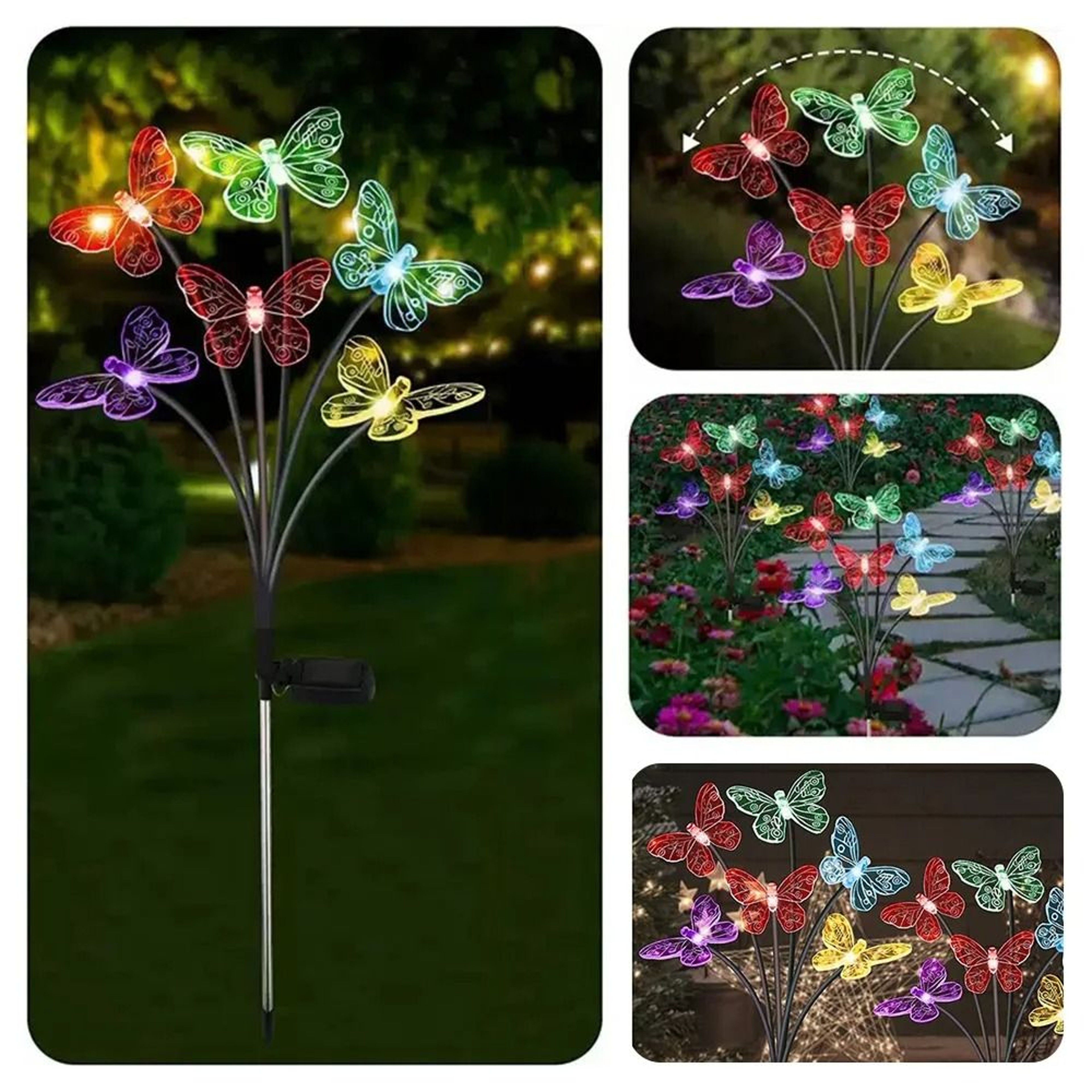 Decorative Solar Butterfly Garden Lights Waterproof LED Landscape Lawn Lamp 7