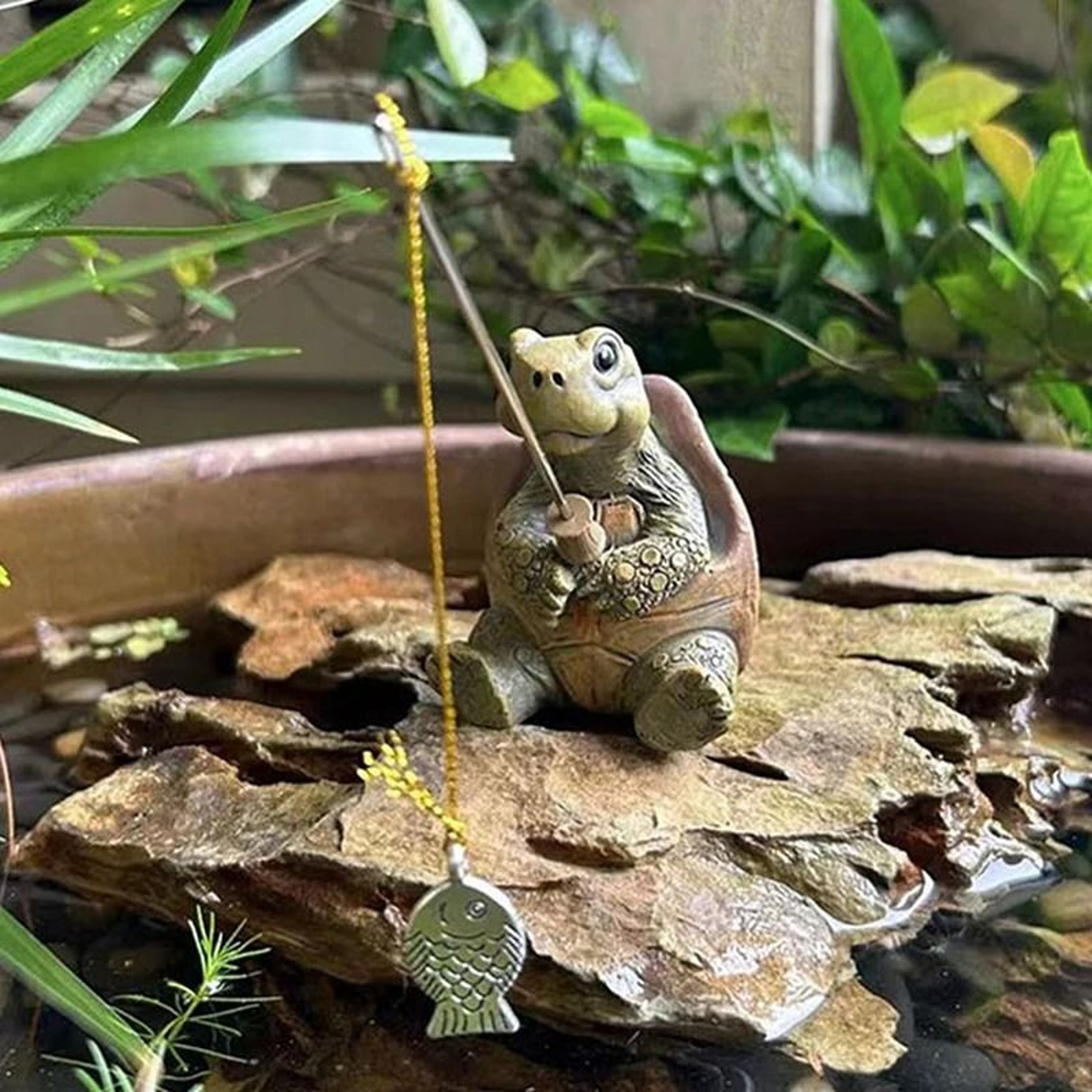 Creative Turtle Garden Statue Resin Fishing Turtle Outdoor Decor 5