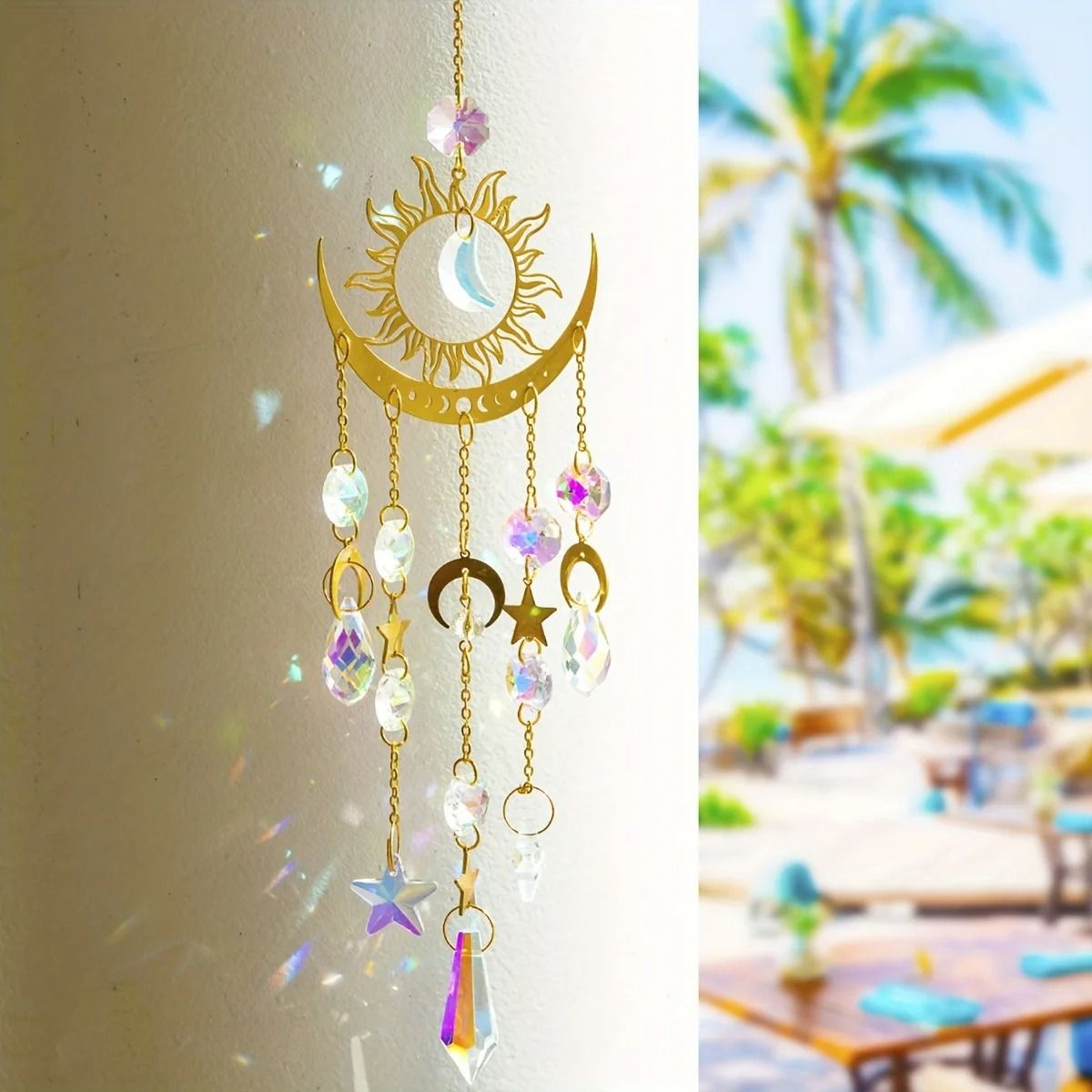 Star Moon Wind Chime Sun Catcher Hanging Garden Decoration 4