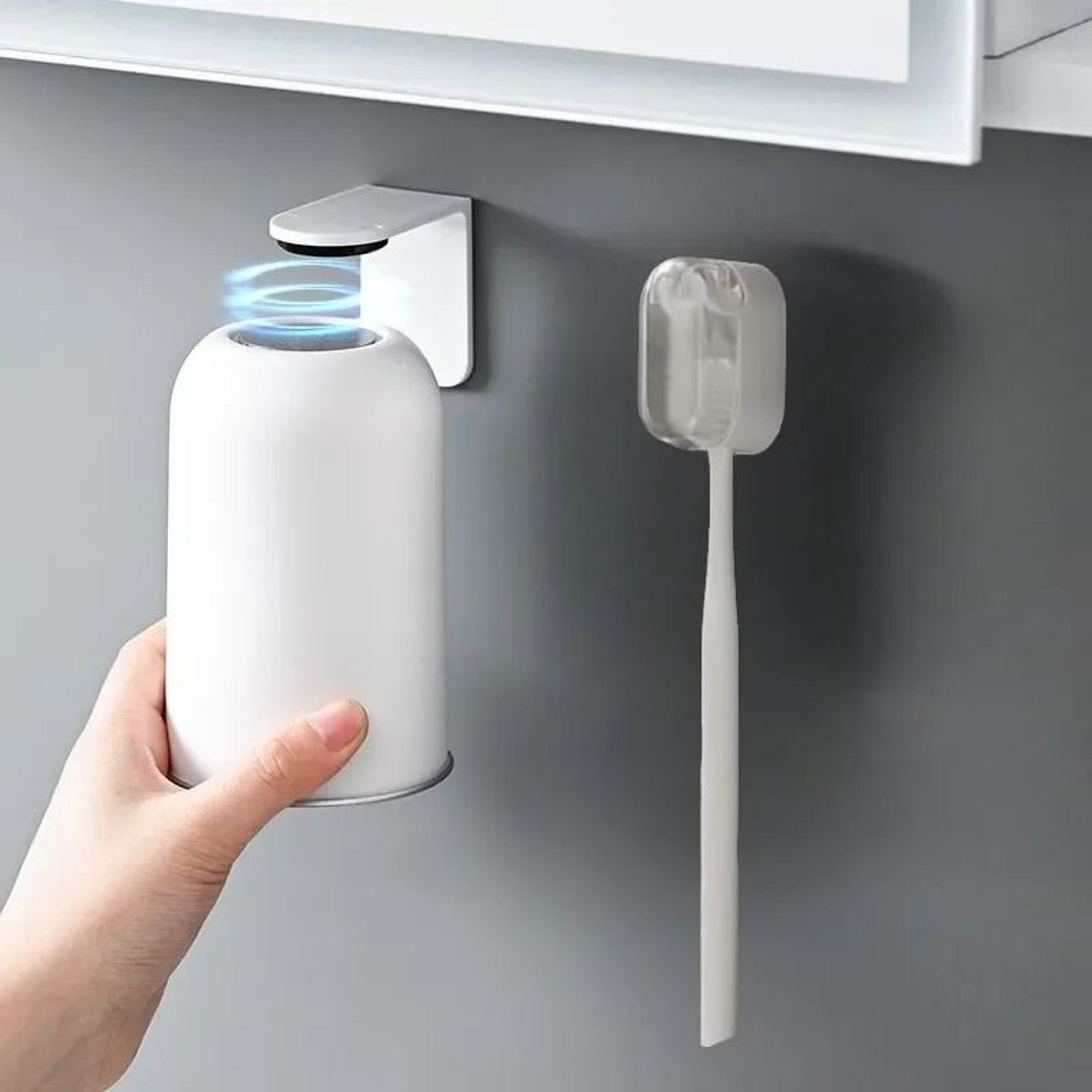 Magnetic Stainless Steel Toothbrush Holder With Cup Wall Mount Bathroom Storage Organizer 6