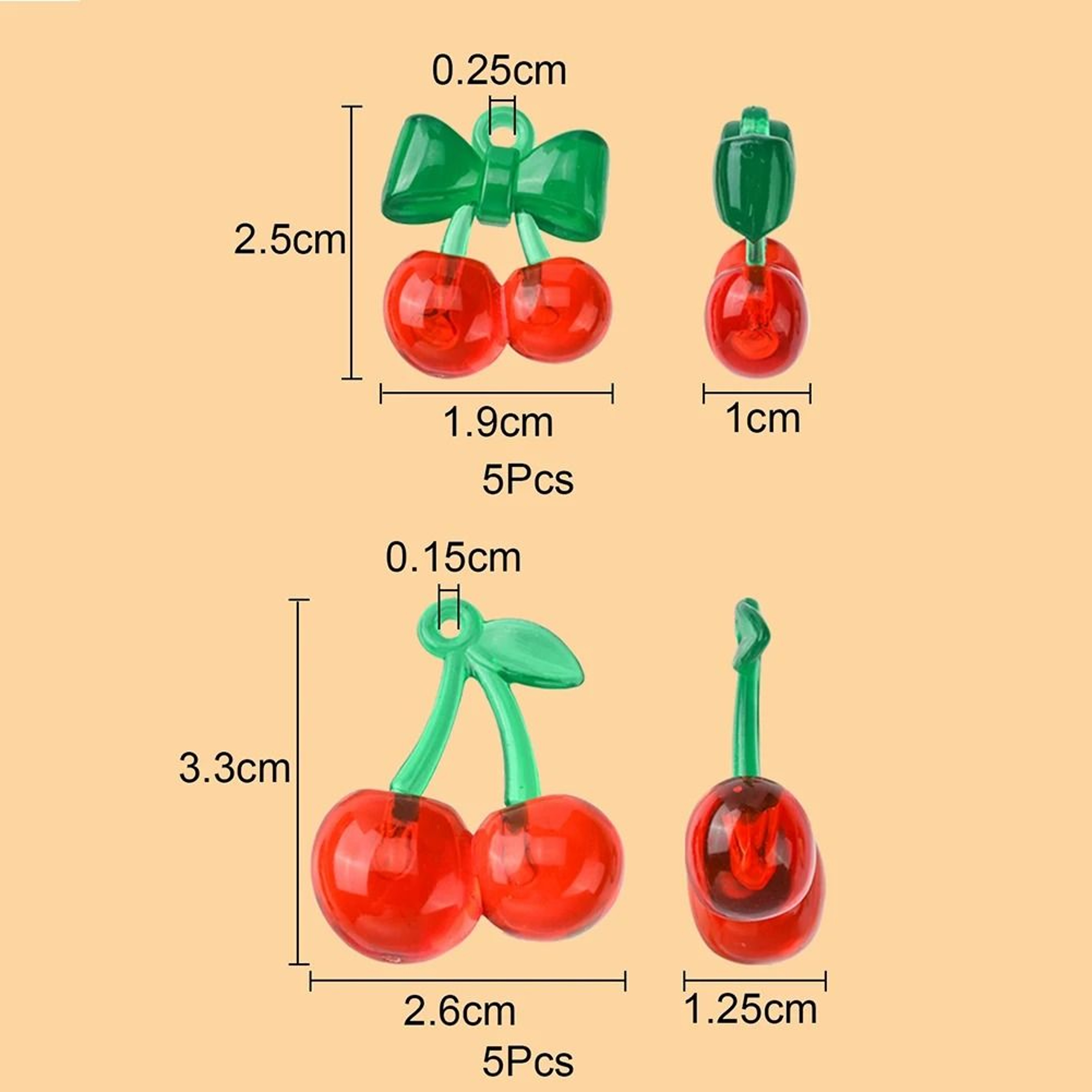 10 Piece Cherry Pendant Charms Acrylic DIY Jewelry Making Charms 2