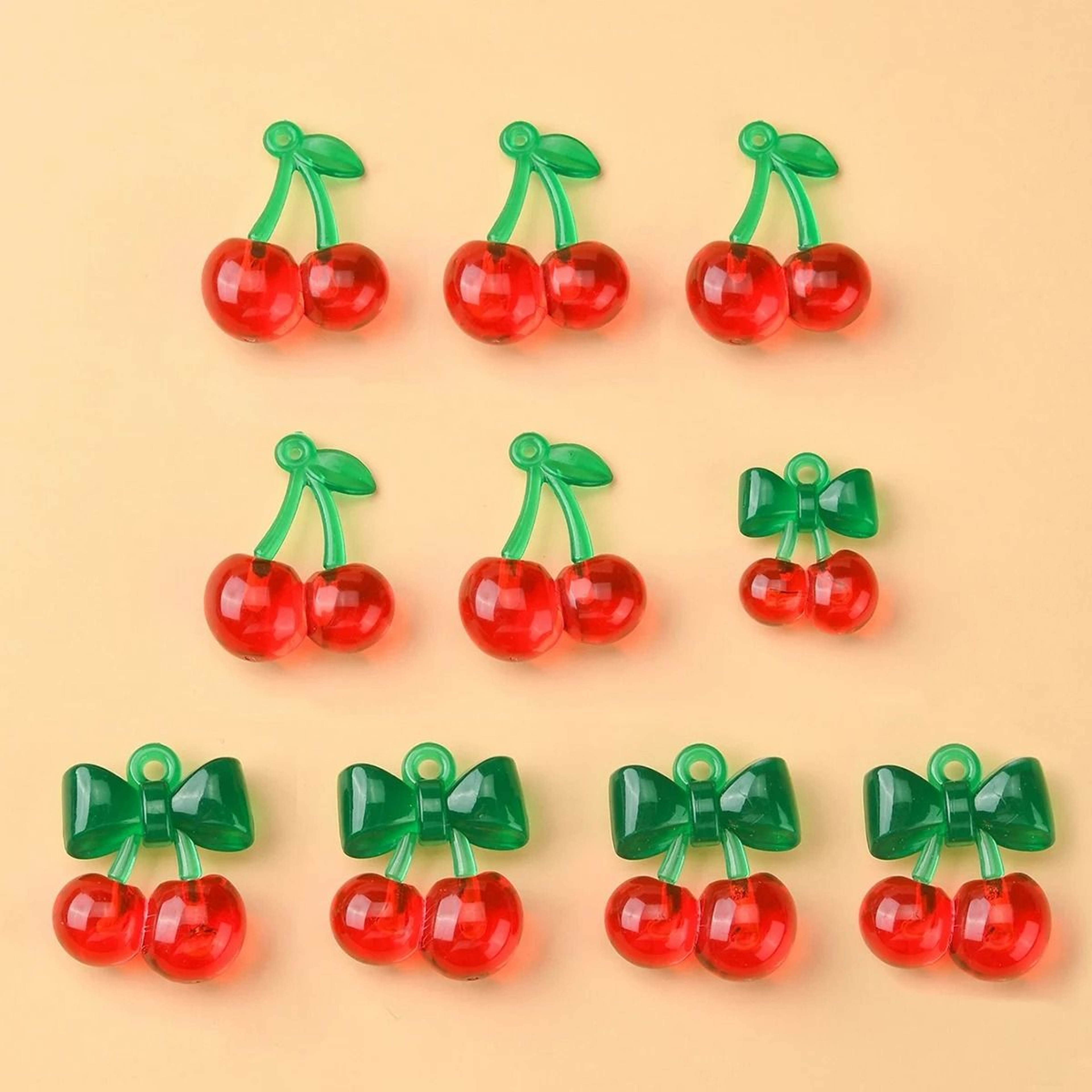10 Piece Cherry Pendant Charms Acrylic DIY Jewelry Making Charms 5