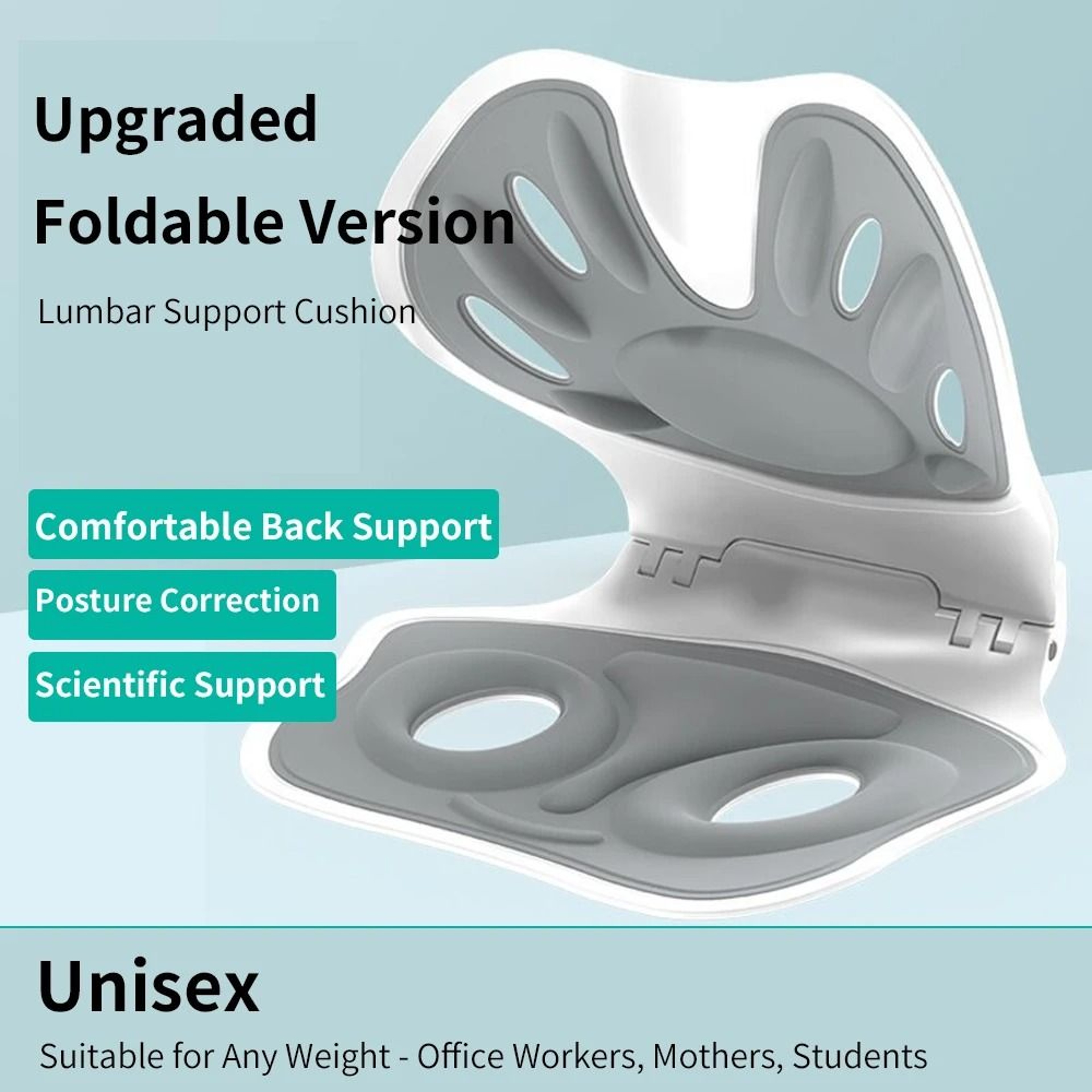 Foldable Lumbar Back Support Cushion Ergonomic Chair Waist Support Pillow 10