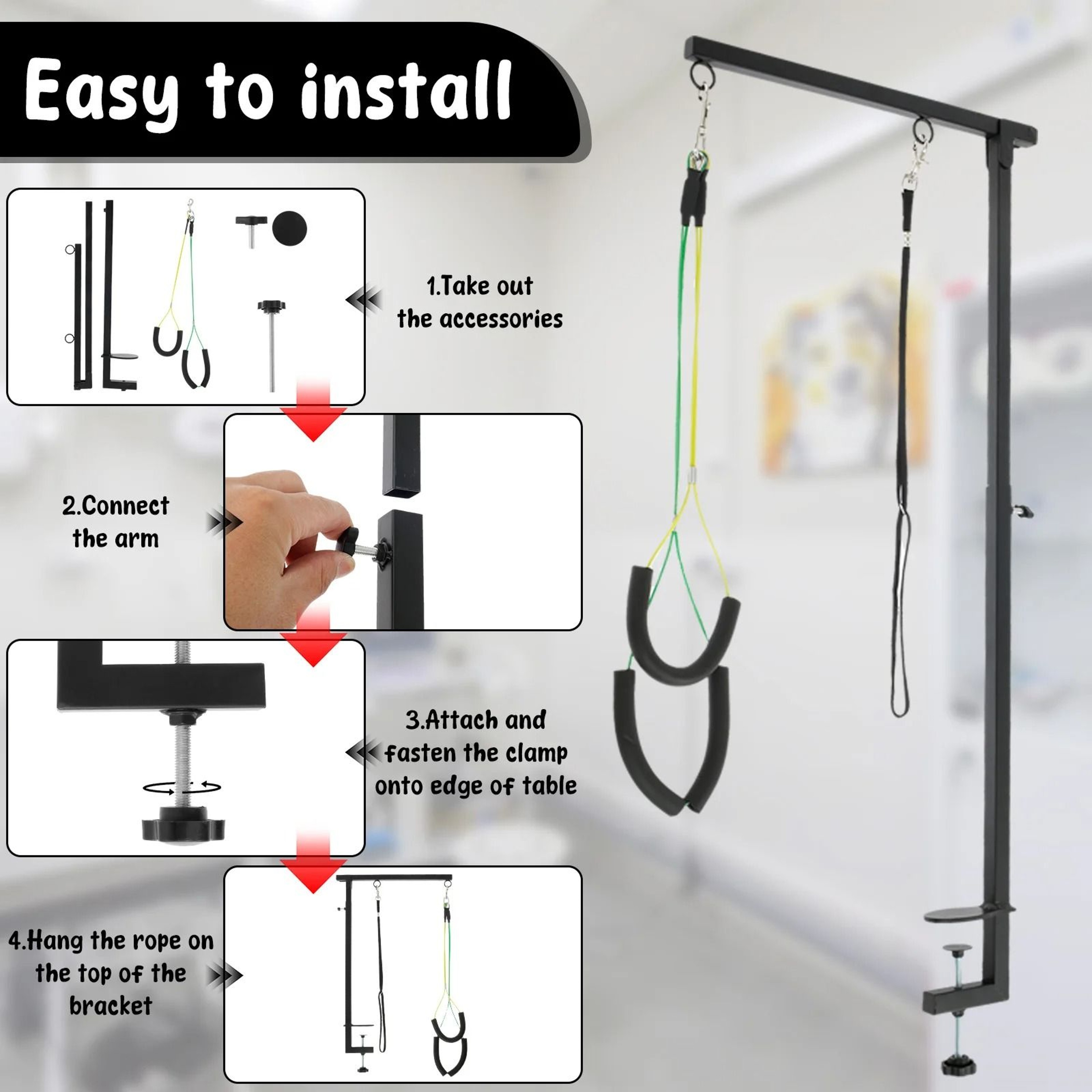 Adjustable Dog Grooming Table Arm Heavy Duty Pet Grooming Stand With Clamp For Nail Trimming And Ha 4